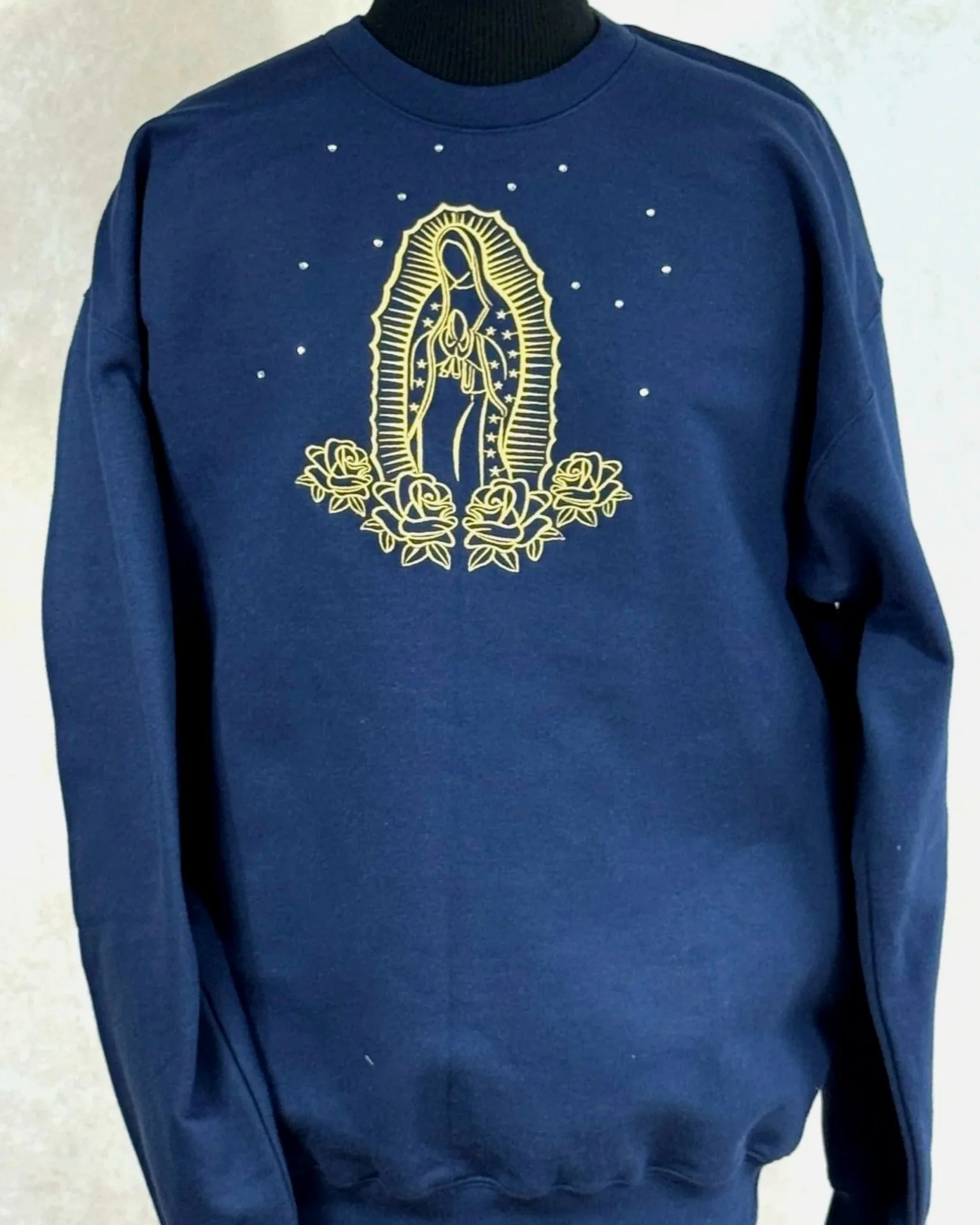 Embroidered Our Lady of Guadalupe with Roses Sweatshirt