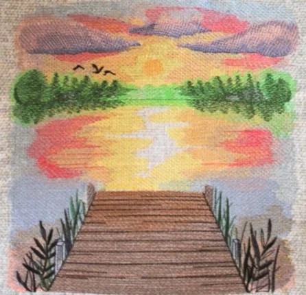Sunset Dreams on Lake, 7.8"(w)x7.76"(h), 62309 stitches