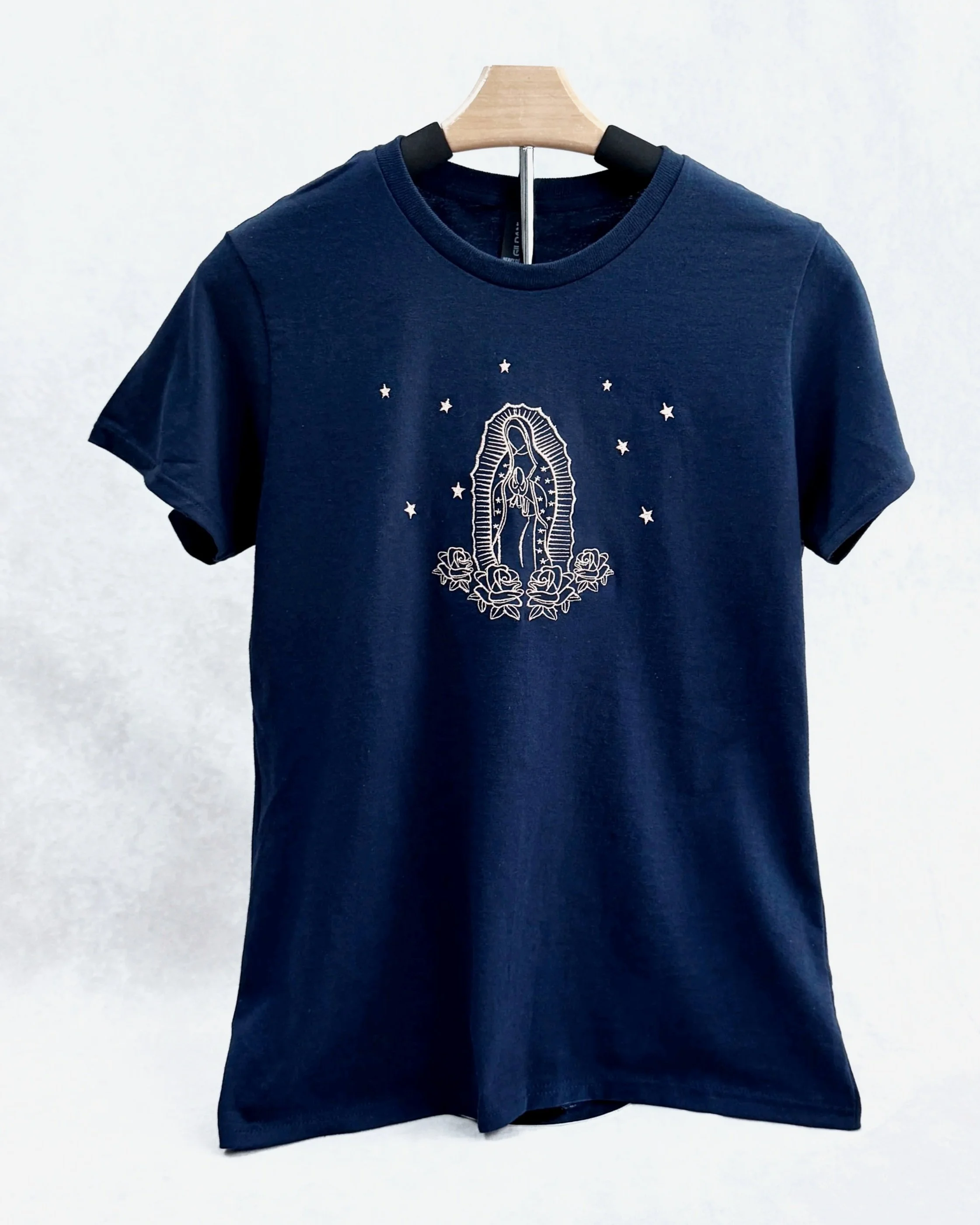 Embroidered Our Lady of Guadalupe with Roses T-shirt