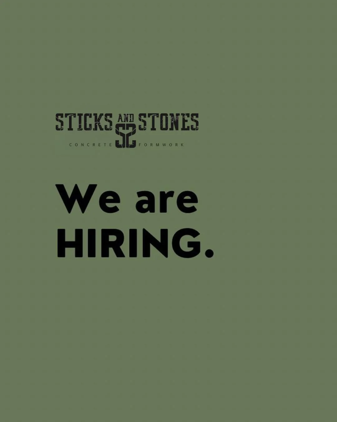 WE'RE HIRING 

We&rsquo;re on the lookout for an experienced Concreter to join the Sticks &amp; Stones crew.

We&rsquo;ve got plenty of work on (with no signs of slowing down) and we&rsquo;re keen to find someone who&rsquo;s passionate about the trad