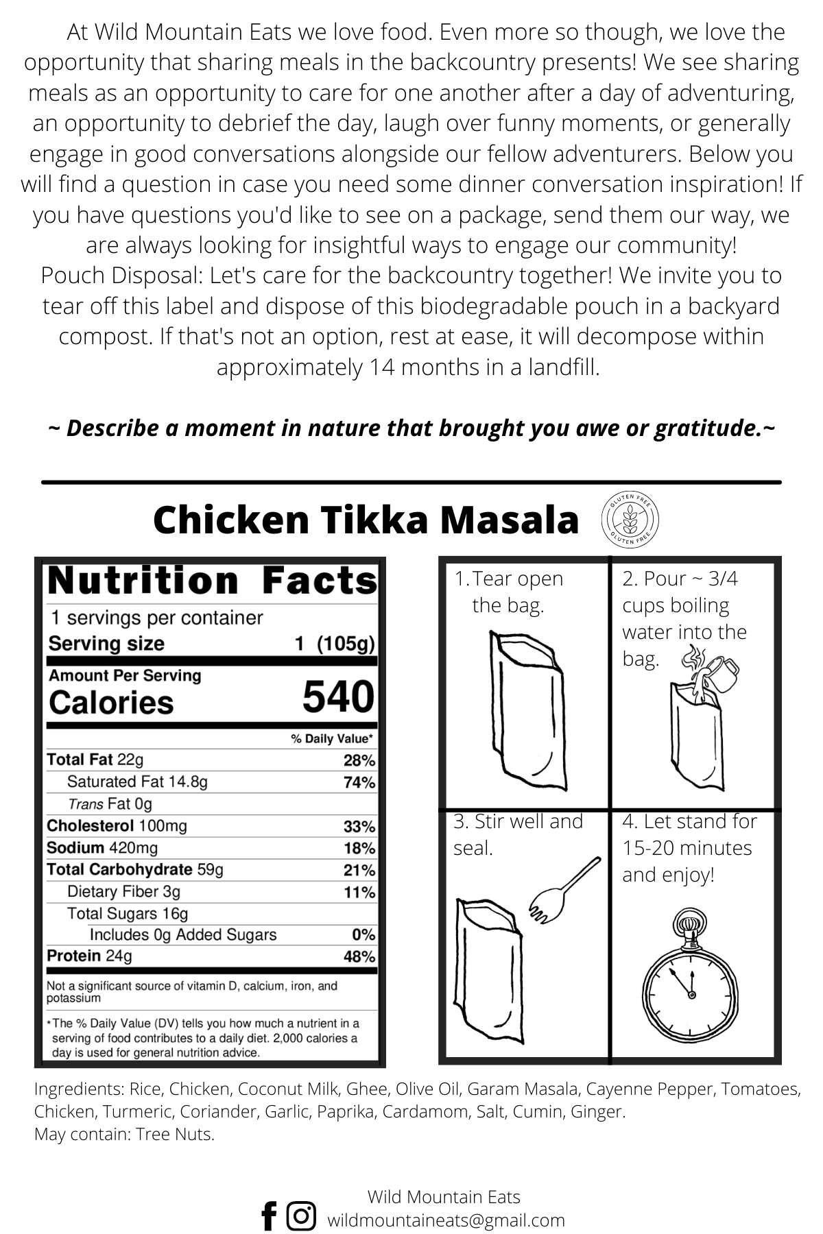 Backpacking Chicken Tikka Masala