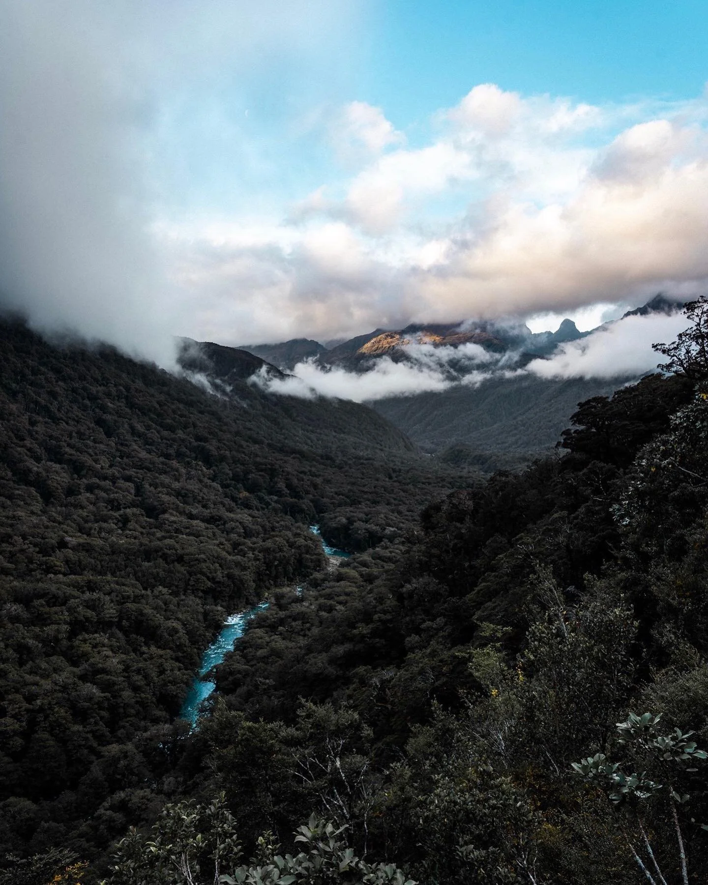 Looking out over the Eglinton River as it races toward Lake Te Anau, with some of the many mountains in the Fiordland National Park looming in the distance. This is hands down the most beautiful place I&rsquo;ve ever been.
.
.
.
#artofvisuals #thegam