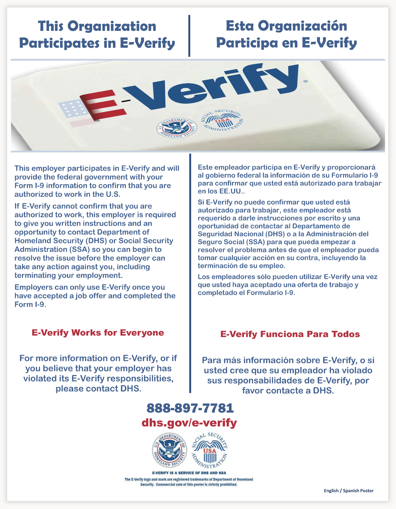 US Gov E-Verify poster