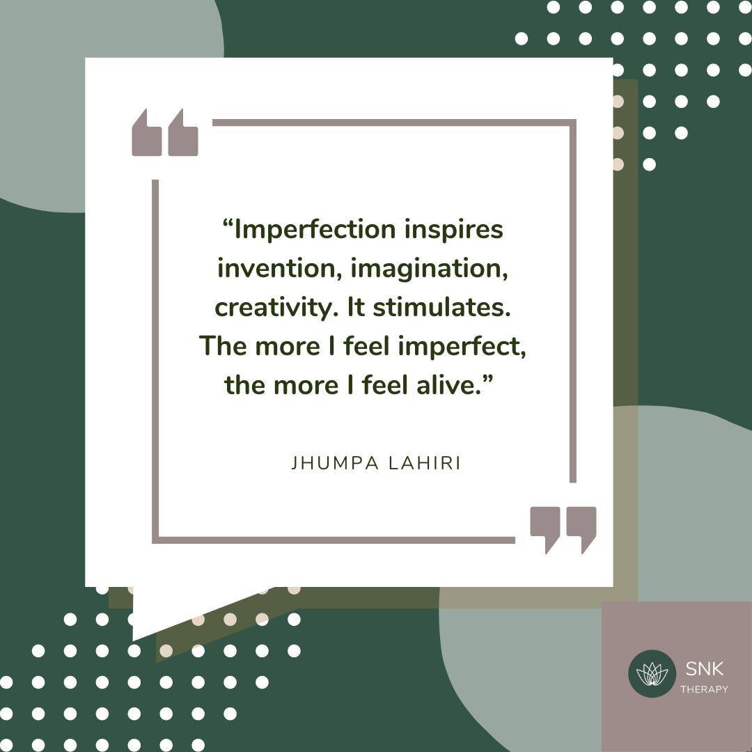 Yep, another one on perfectionism but I love how imperfection is reframed to be something helpful and human.⁠
.⁠
Sending you all a wish to feel more alive, whole, brave and creative. If you struggle to accept your imperfections or cannot shake off ce