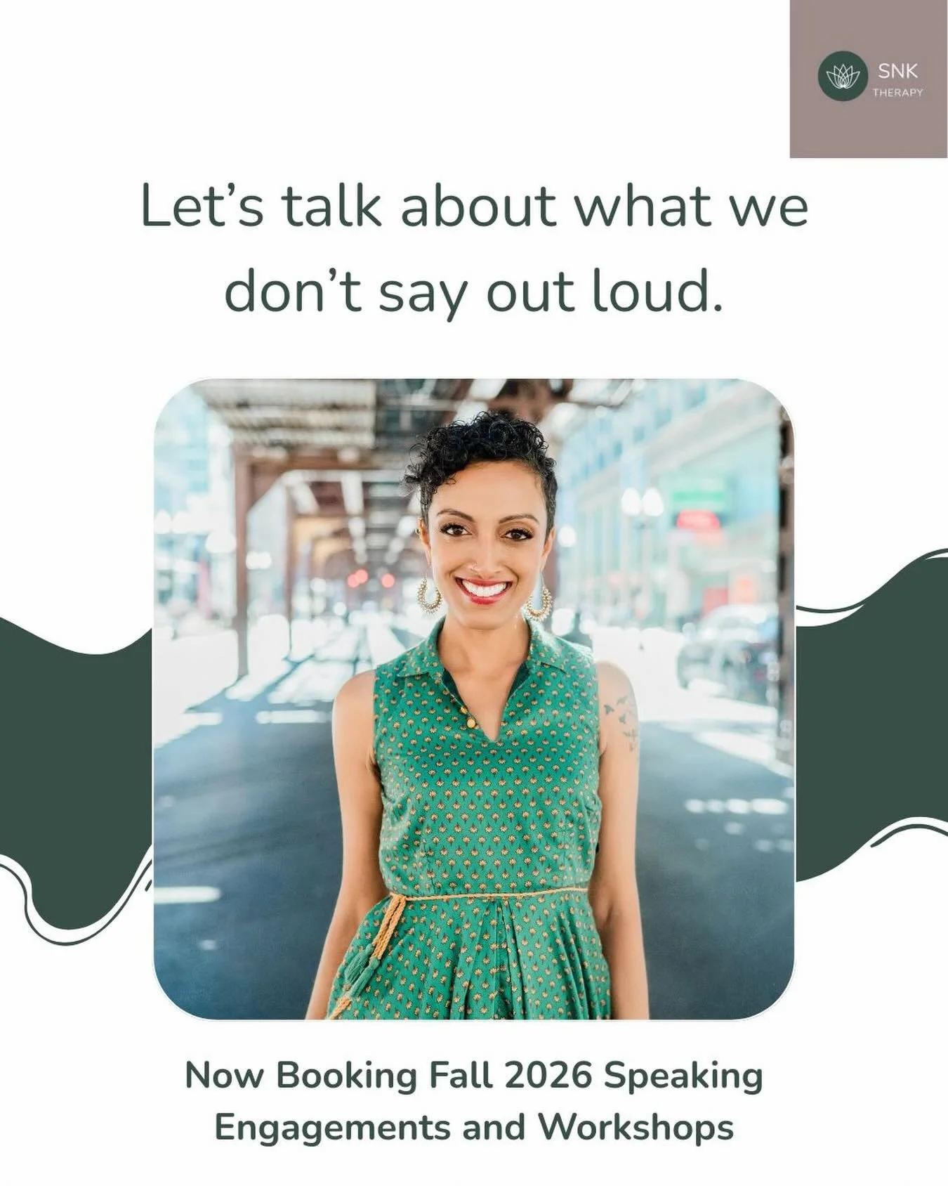 Now booking Fall 2026 speaking engagements 🍂

This year, I&rsquo;ve had the opportunity to speak with communities and organizations about mental health, belonging, and what it means to move from surviving to thriving.

This fall I&rsquo;m opening up