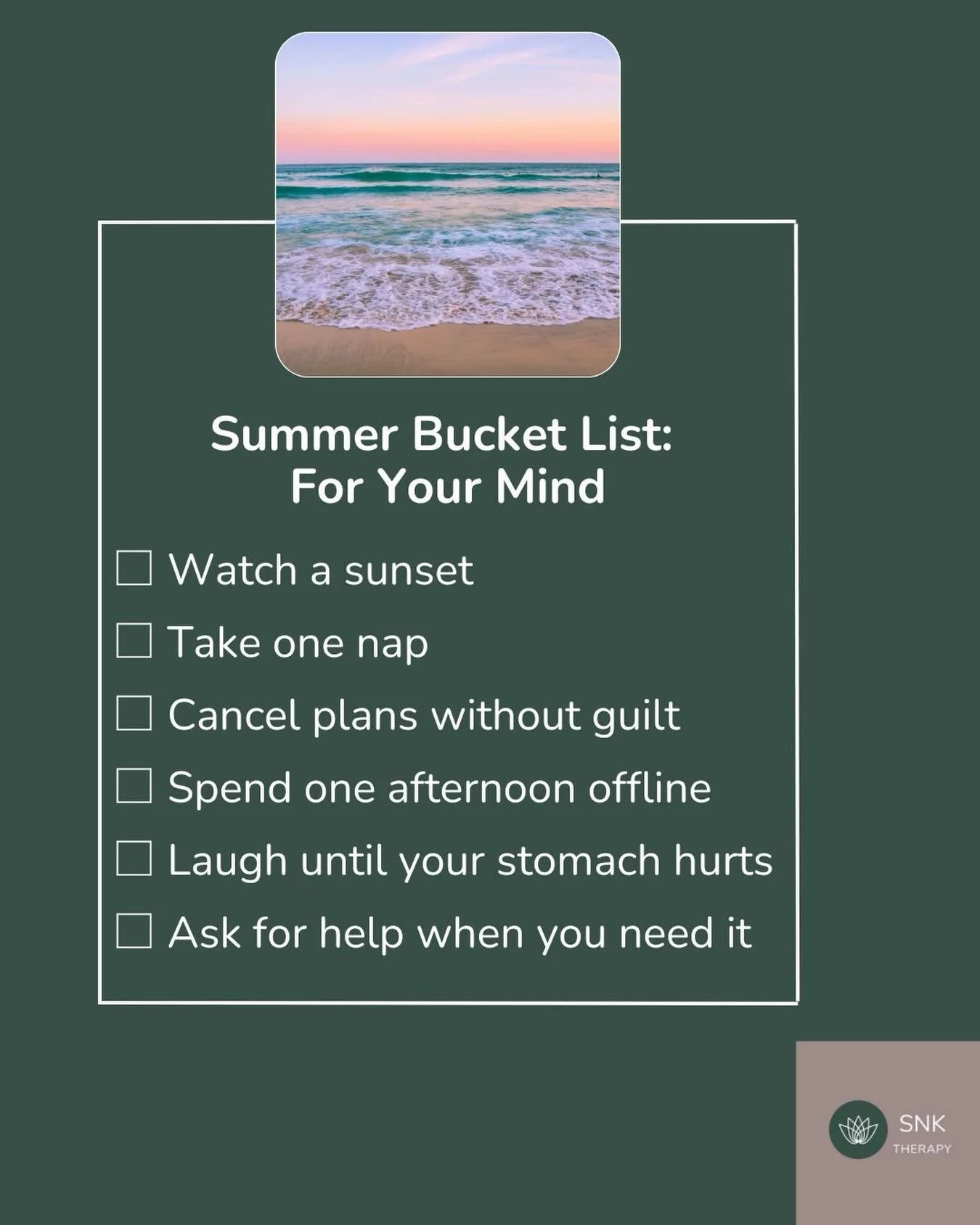 I have a LONG list of things to do for work, the house, the kids, summer camps etc. and I am sure many of you do too. But what if we created a list for things we want to do this Summer for our minds? Or to feel joy?

What would be on your list?

#sum