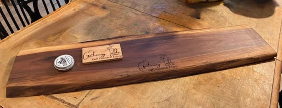 Custom 42" black walnut live edge charcuterie board