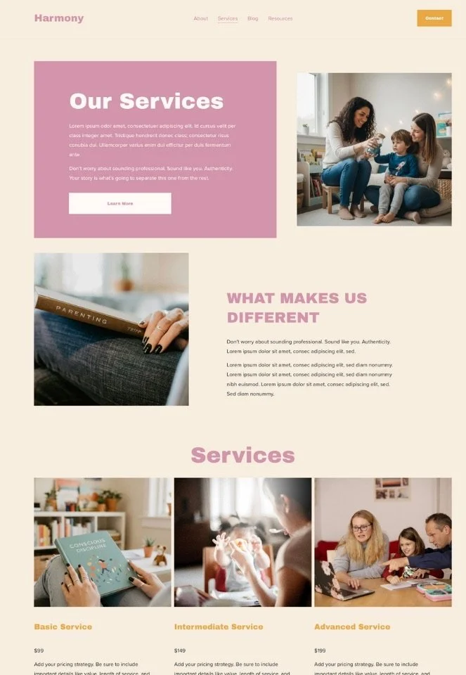 Squarespace Web Templates for Holistic Educators