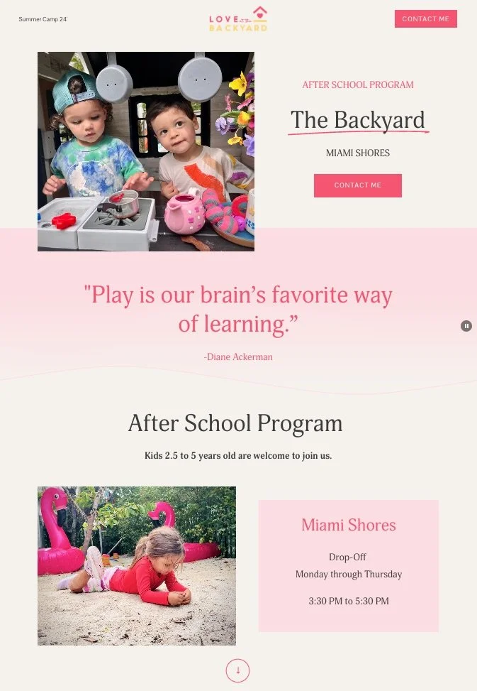 Custom Website The Backyard After School Program