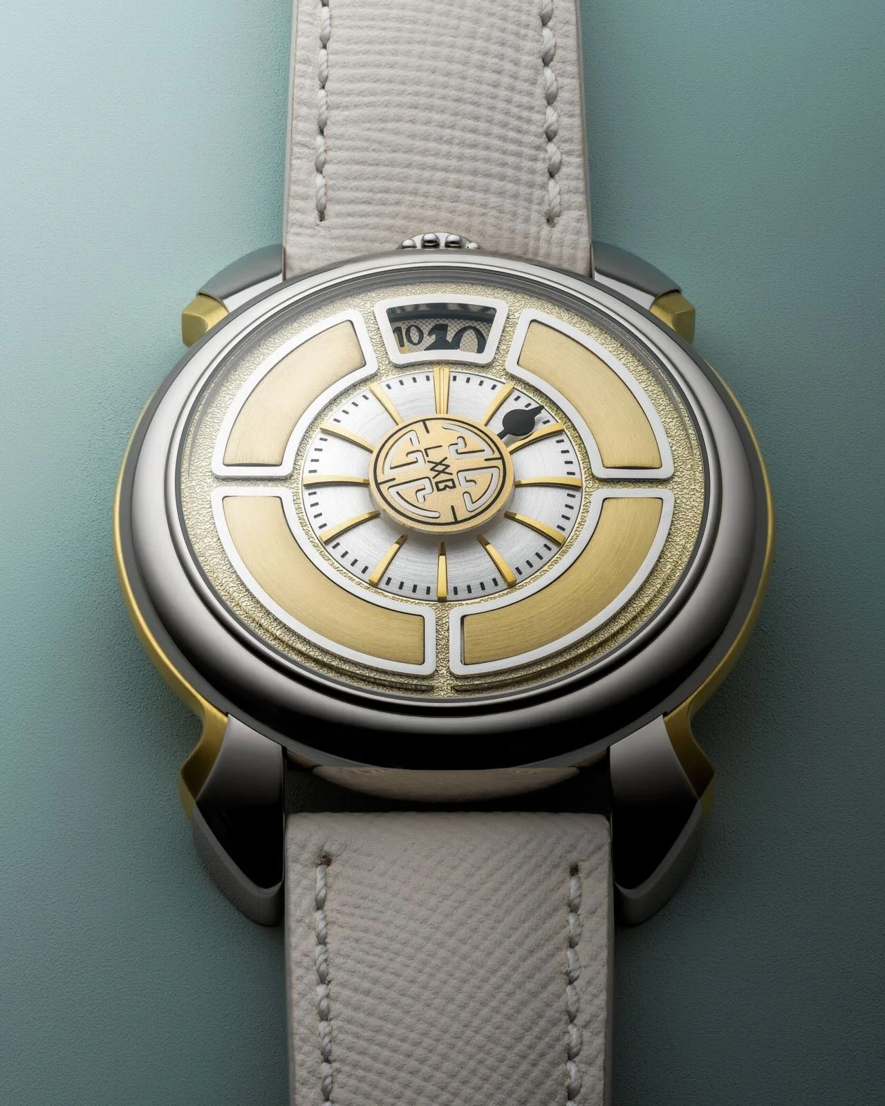 Meet the Gaga Laboratorio Labormatic. The Champagne &amp; Azzurro twins share DNA but speak different dialects&mdash;Champagne dresses in warm metallic tones with a sunburst finish and clean minute pointer, while Azzurro goes oceanic blue with a tech