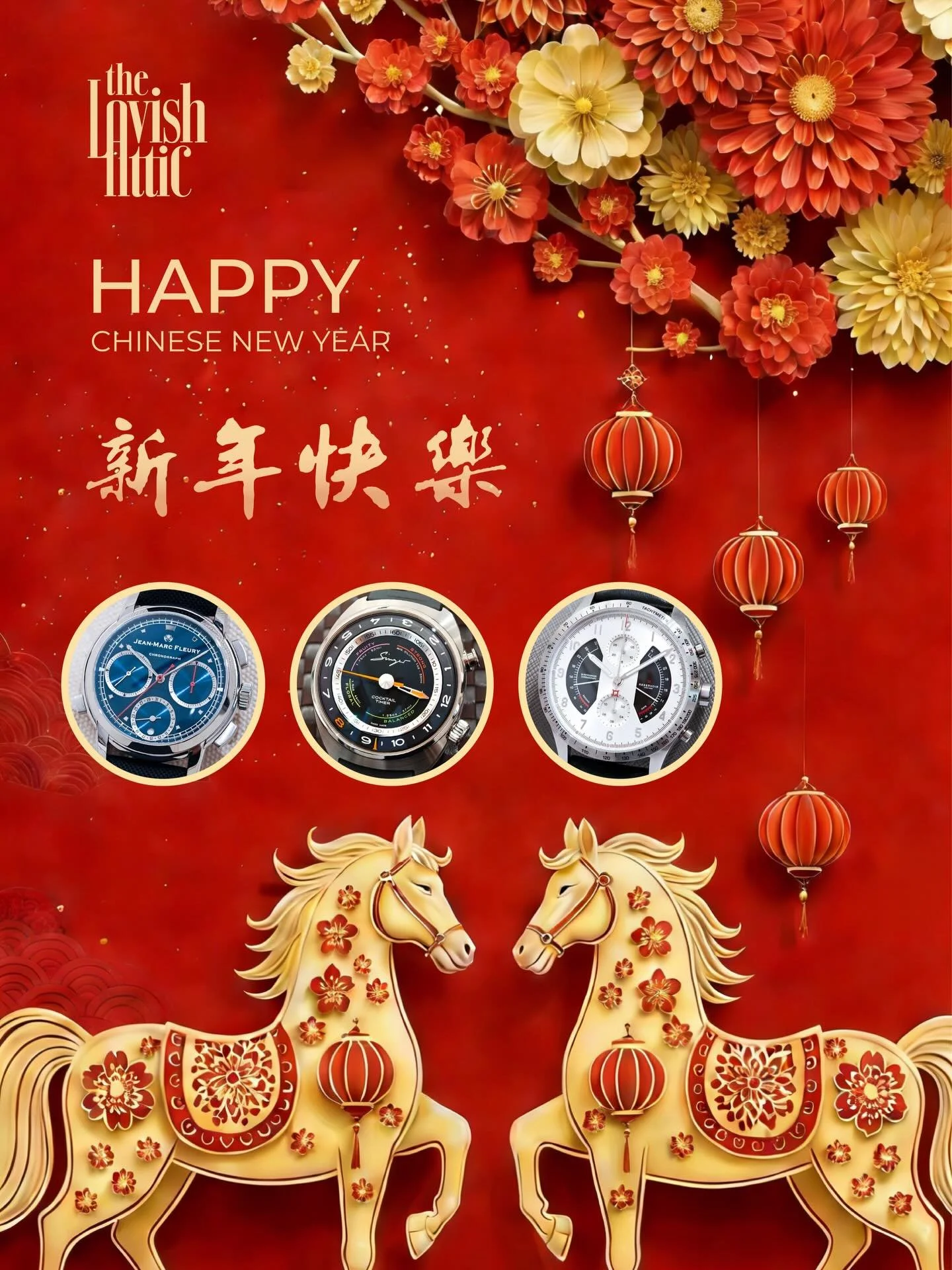 Happy New Year!! 2026 is the Year of the Horse!!🐴✨🧧🧧
Horses symbolise success and rapid advancement; The Chronographs symbolise the mastery of time. This year, we commit to measuring not just the hours, but the joy, the success, and the fleeting i