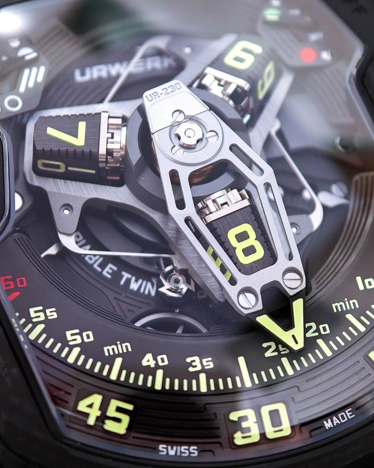 The UR-230 &ldquo;Black Star&rdquo; is where darkness becomes architecture.

The Variable Twin Turbine System is pure mechanical poetry: one turbine cushions shocks like an airbag, protecting the winding gear train; the second acts as an Air Brake, m