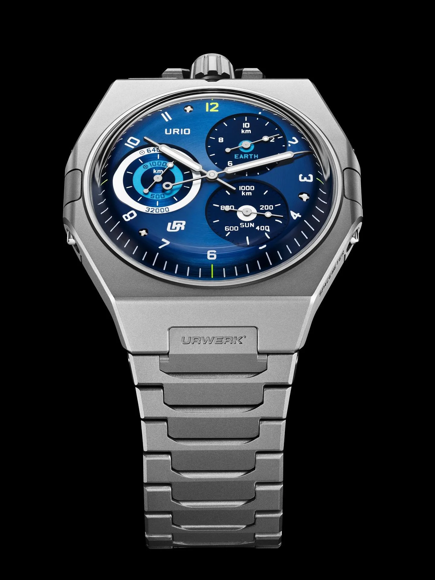 A URWERK that doesn&rsquo;t look like a URWERK &mdash; until you read the dial.

The UR-10 SpaceMeter Blue Final Edition: 25-piece limited, it&rsquo;s the only one in the catalogue with a round case and central hands. Three counters track where Earth