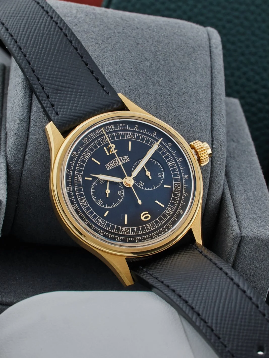 Vintage proportions, legendary movement DNA.

Angelus Chronographe T&eacute;l&eacute;m&egrave;tre x Massena LAB reborn &mdash; a refined 37mm traditional-sized monopusher chronograph, perfectly sized for everyday elegance and classic watch proportion