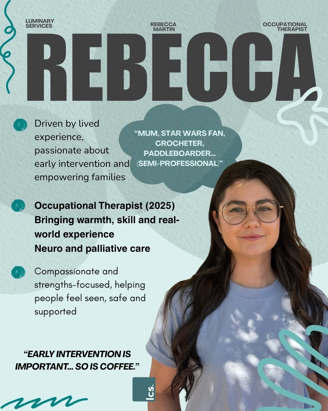 Meet Bec 💛

Mum, Star Wars fan, crocheter, paddleboarder&hellip; and someone who truly understands the impact of the right support at the right time.

Bec&rsquo;s passion for this work is personal. After experiencing the power of early intervention 