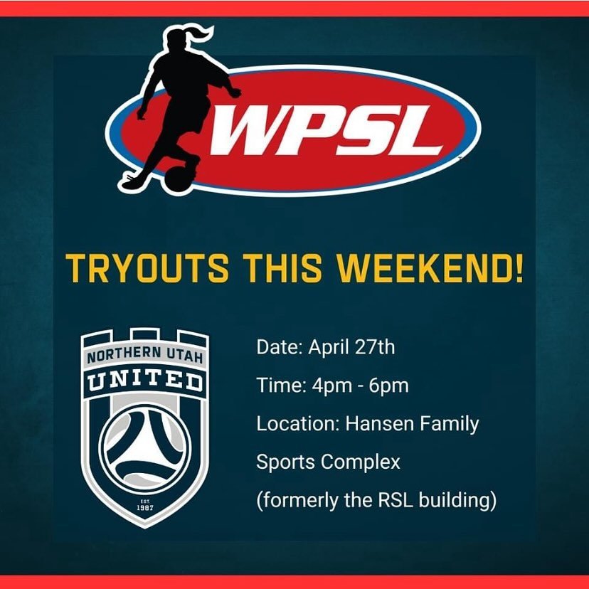 Don&rsquo;t Miss The Tryouts this Saturday April 27th!

4pm - 6pm

At the Hansen Family Sports Complex -North Logan-Formerly known as RSL

The WPSL is the longest-active league in the United States, AND the largest women&rsquo;s soccer league in the 