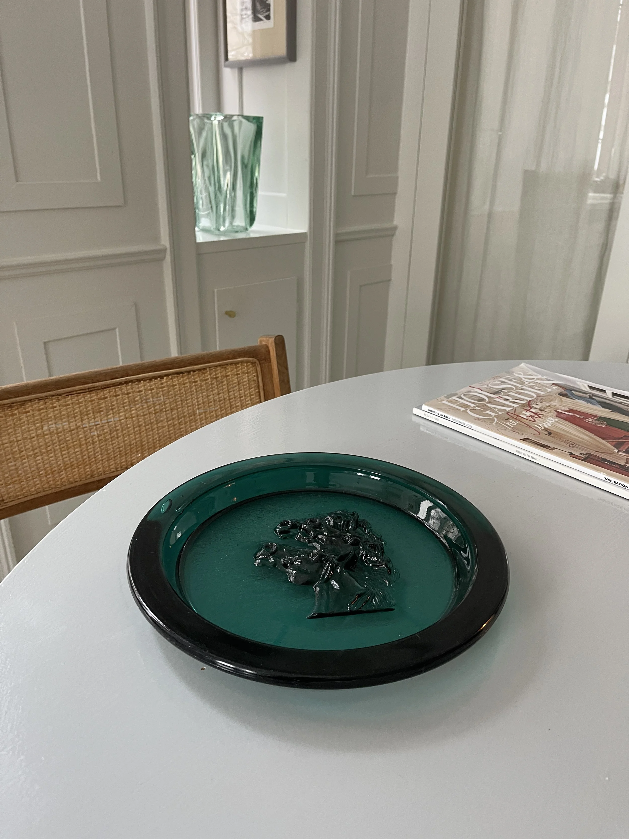 Swedish Art Glass Dish, c. 1970s–80s – Petroleum Blue