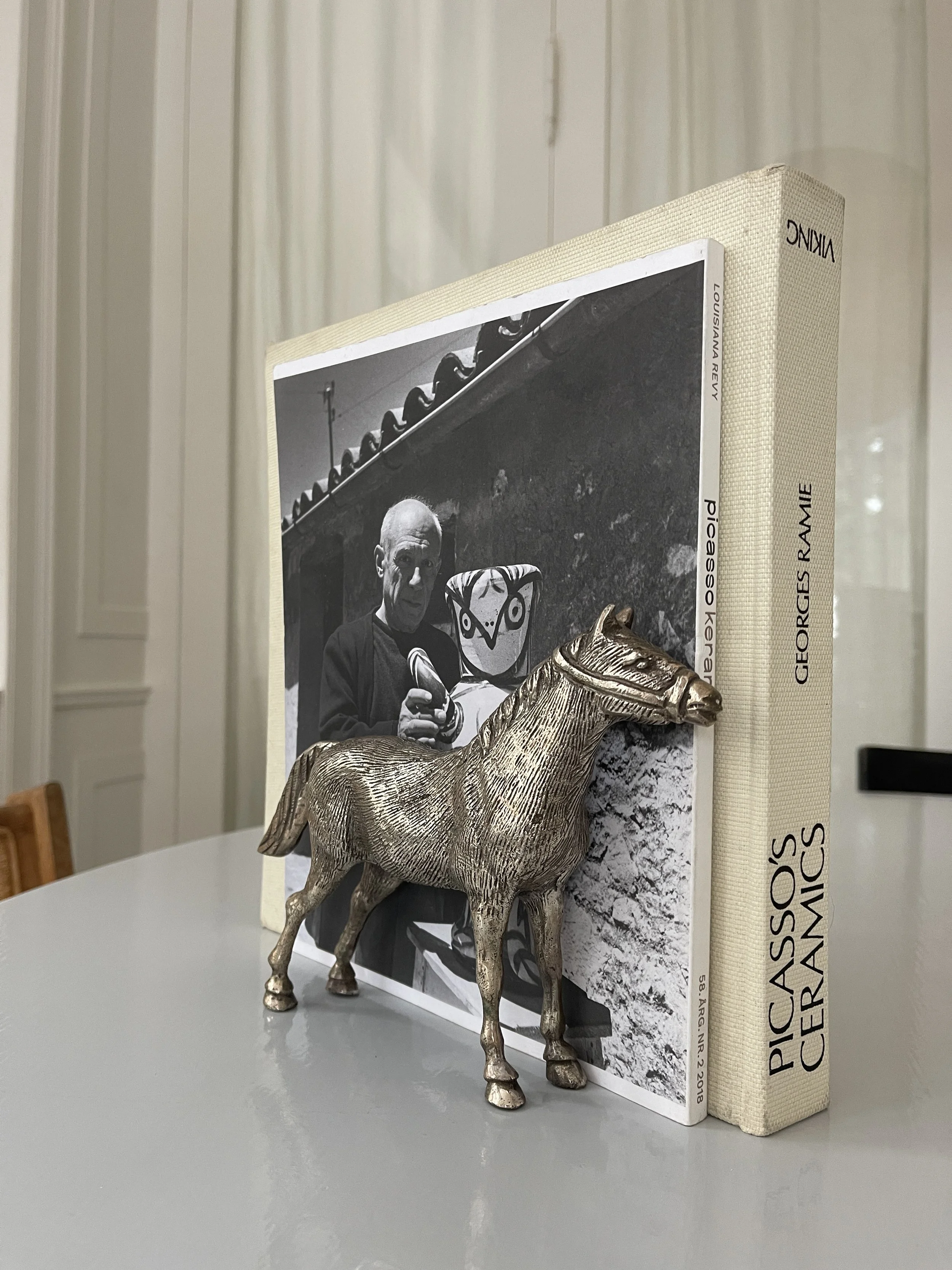 Silver Horse Bookend — Mid-Century