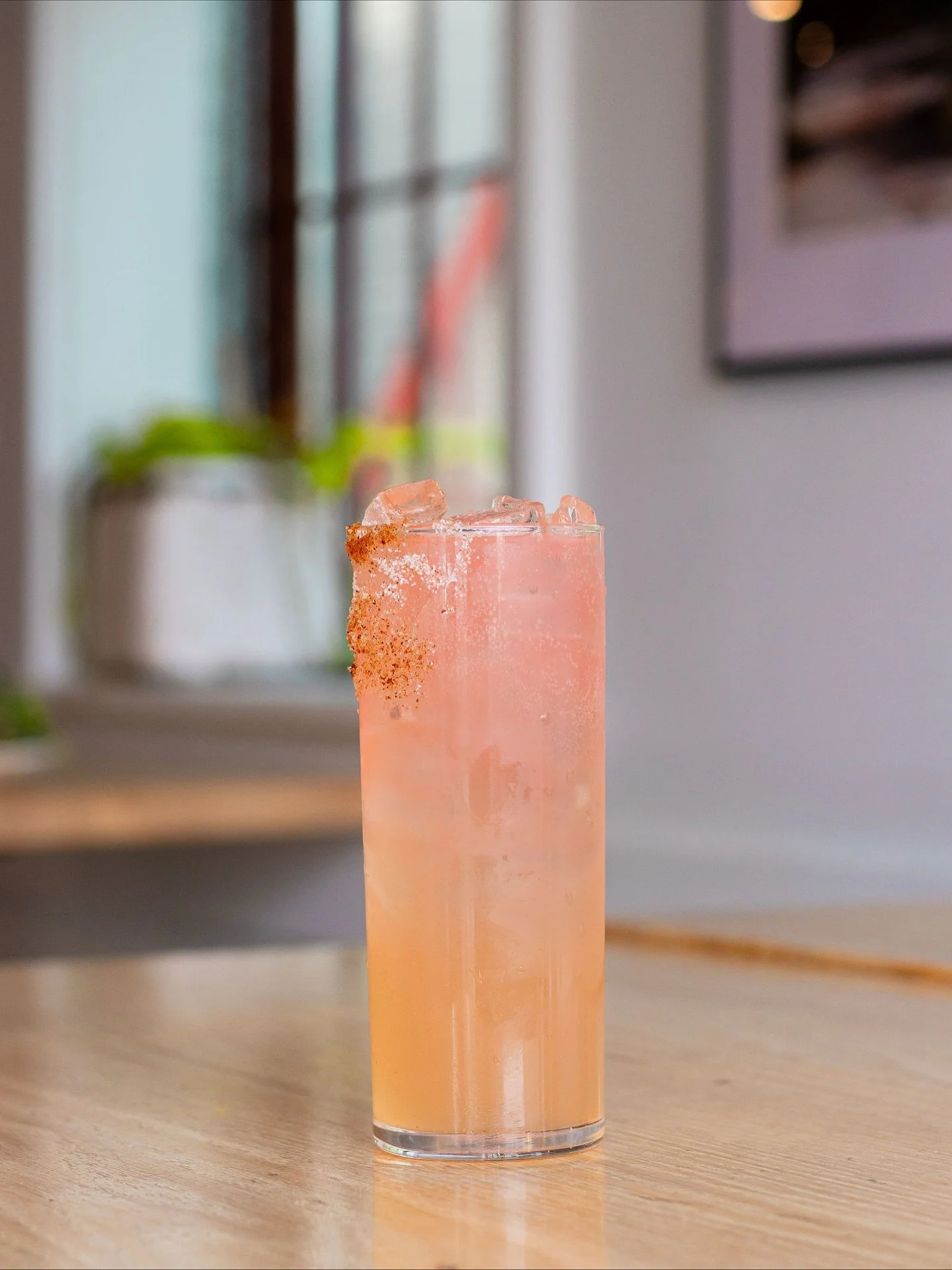 This is the Ember Rosa Spicy Paloma ✨ 
Made with tequila, cr&egrave;me de pamplemousse rose, chili, grapefruit and soda. 

Get pure, clean, delicious and fresh Pure Kitchen style cocktails from our new summer menu now! 

Available at all locations.