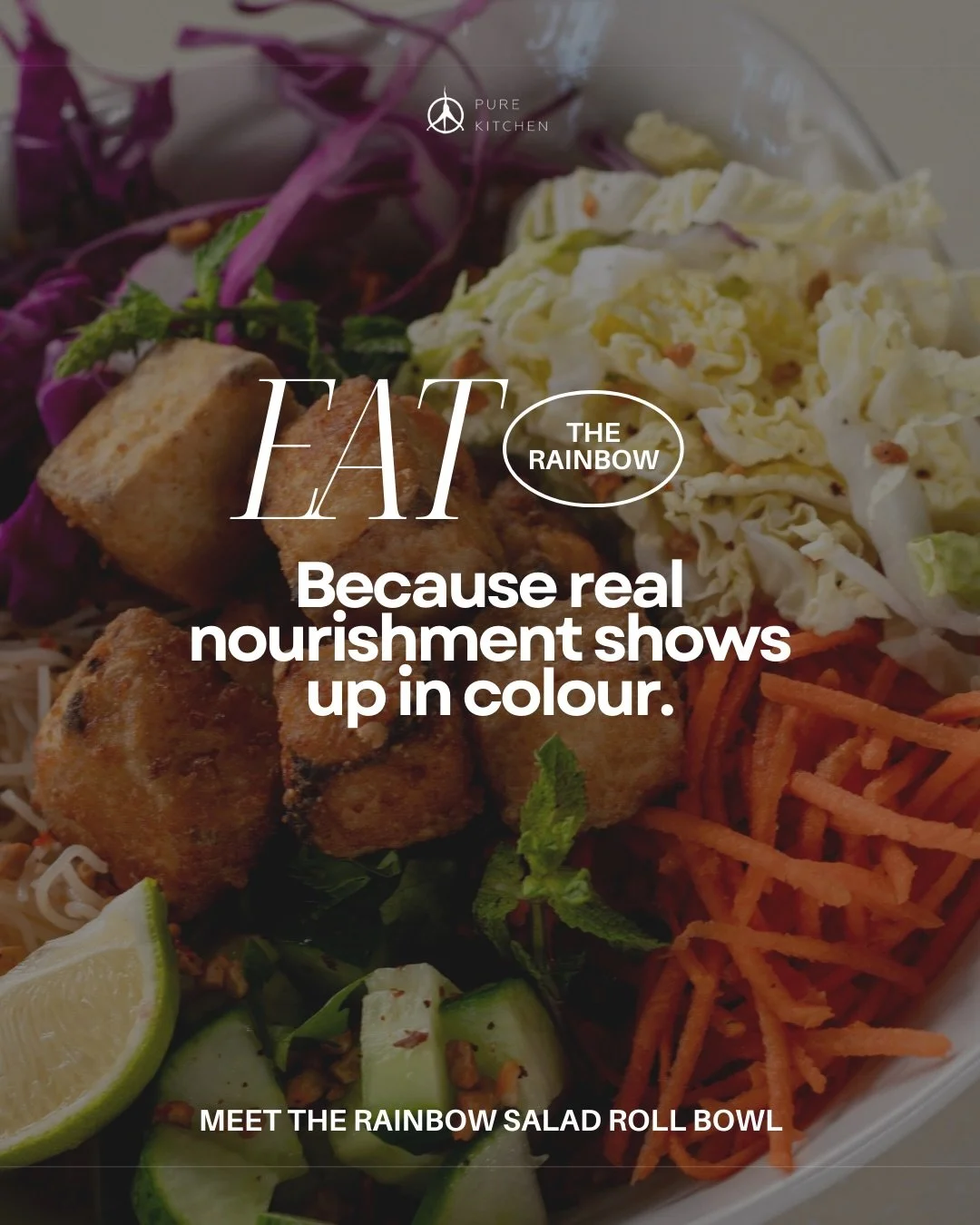 This bowl is for those slower winter days when your body still craves freshness, but also a little comfort. 

Made with:

Vermicelli noodles
Sweet chili sauce
Crispy tofu
Carrots
Red cabbage
Cucumber
Spicy peanuts
Mint
Cilantro
Peanut sauce
Lime

It&