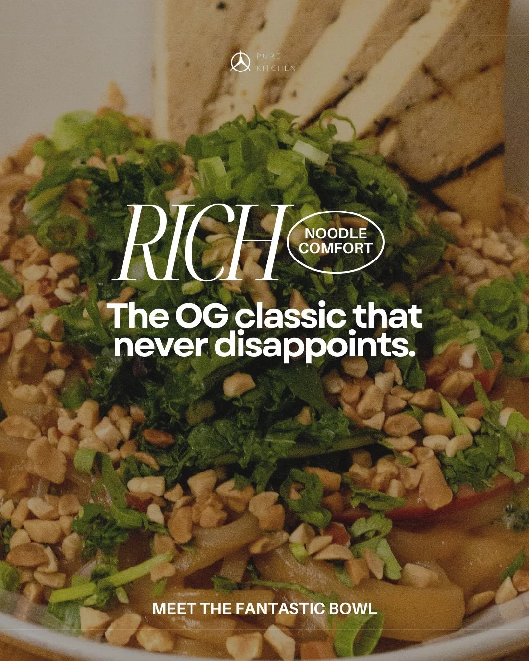 Get yourself into a FANTASTIC MOOD 🍜

A plant based, Pure Kitchen twist in a classic. It&rsquo;s no wonder it&rsquo;s been the most popular menu item for a decade. Made with:

Ginger lime tofu
Peanut sauce
Red peppers 
Broccoli 
Kale
Scallions
Cilan