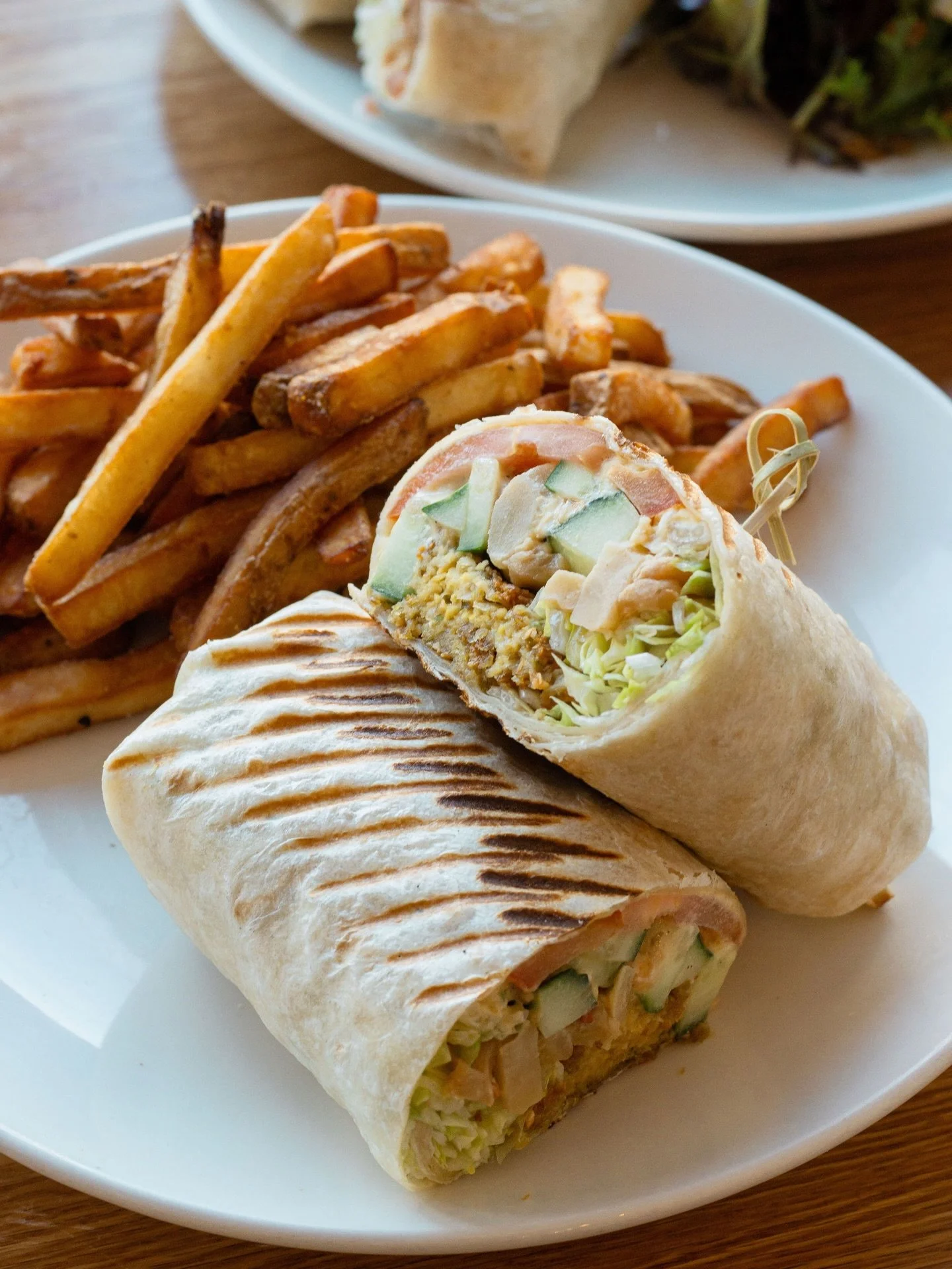 Back by popular demand&hellip; The Peaceful Wrap returns this time with a creamy tahini caesar twist. 

Packed with chickpea falafel, hummus, pickled eggplant, cucumber, tomato, pickled shallots, and iceberg in a soft flour tortilla. 

Fully vegan, f