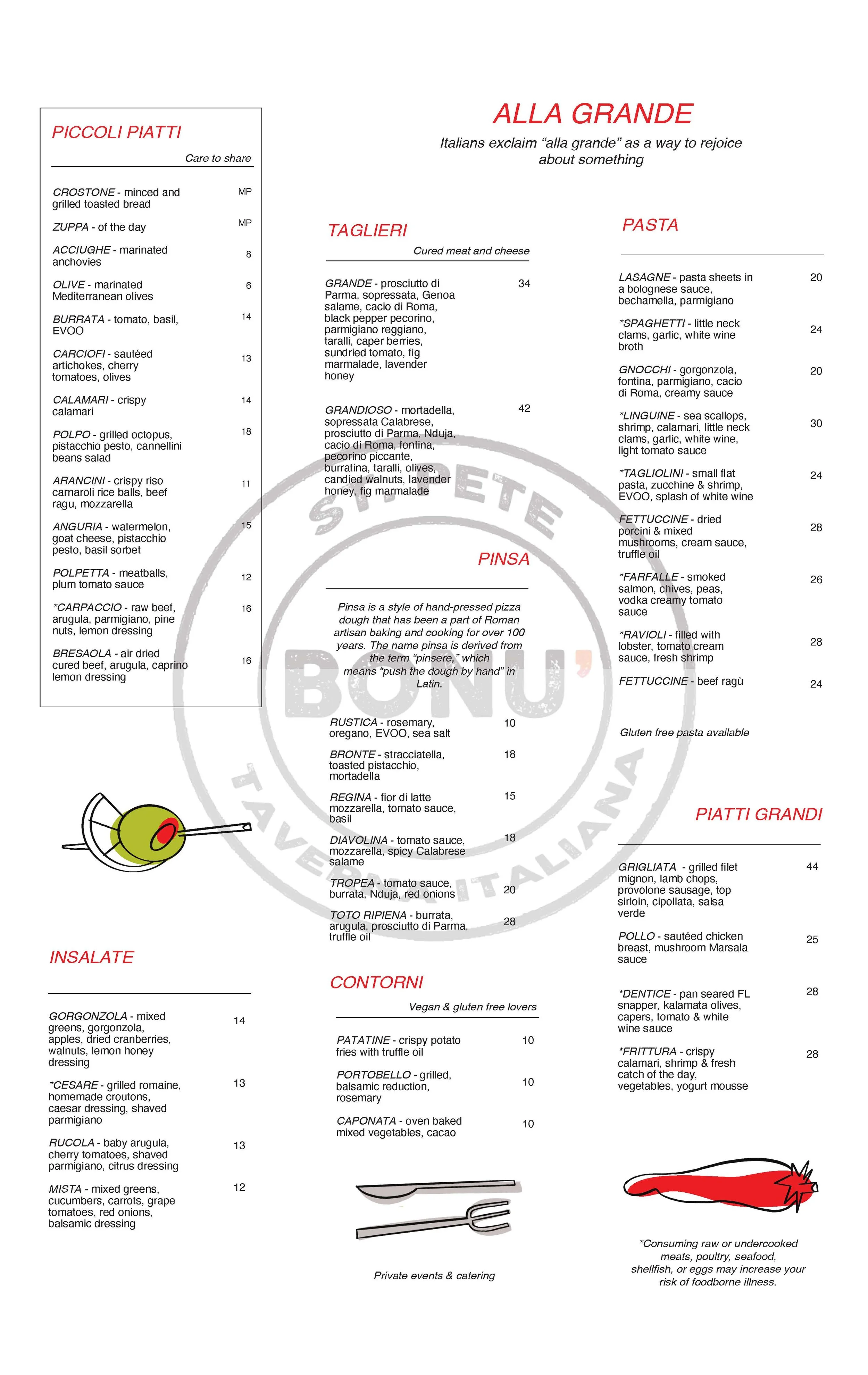 Menu 1 — BONU TAVERNA