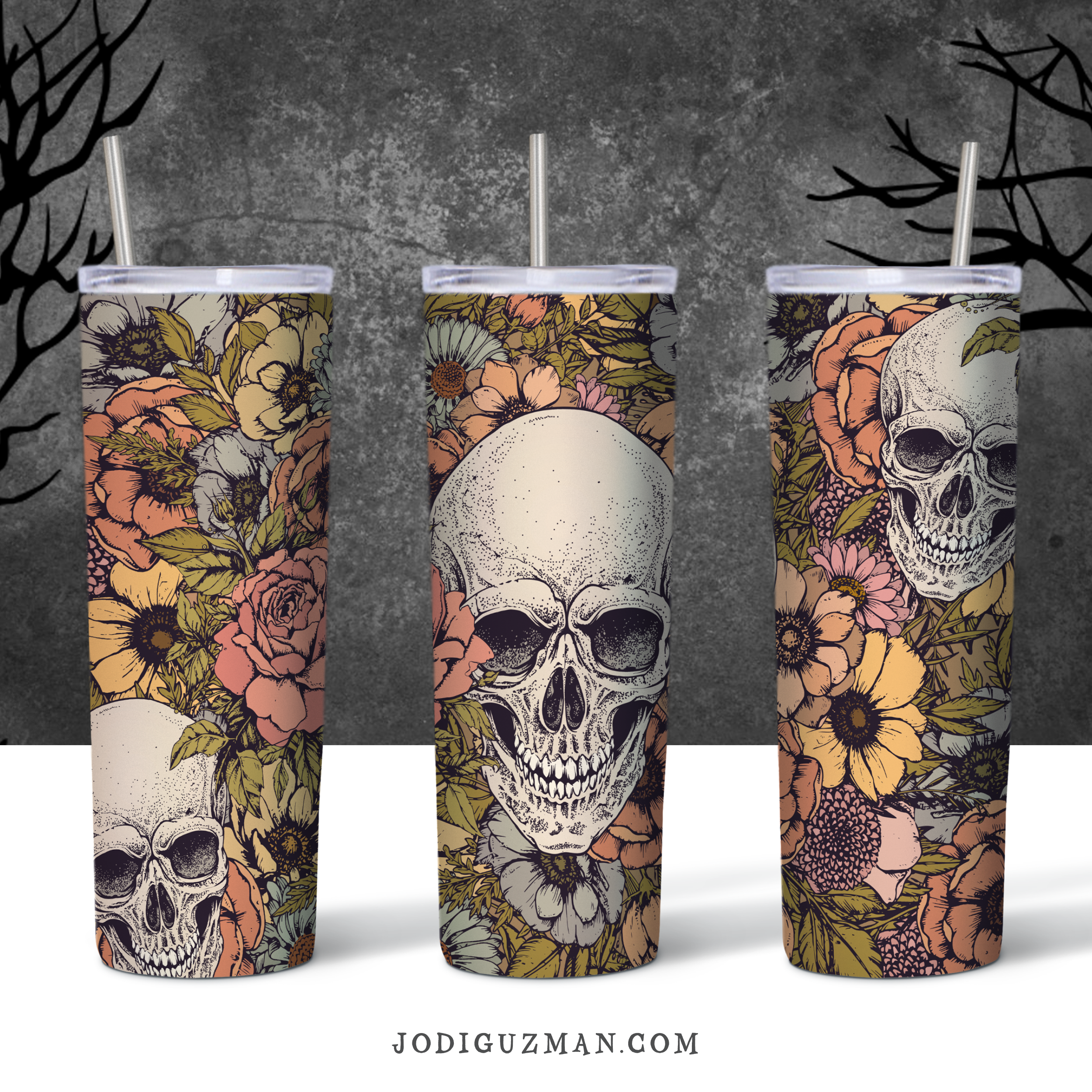 Vintage Flower Skulls