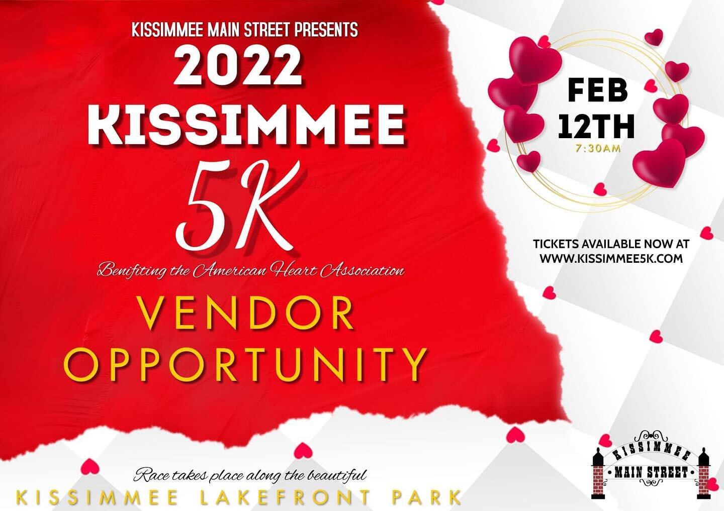 🚨 VENDOR OPPORTUNITY 🚨
Do you run a gym, sports organization, martial arts school, or  local non profit looking for an opportunity to connect with the community?
 Kissimmee Main Street is currently seeking vendors for our 2022 Kissimmee 5K. 🏃🏃&zw