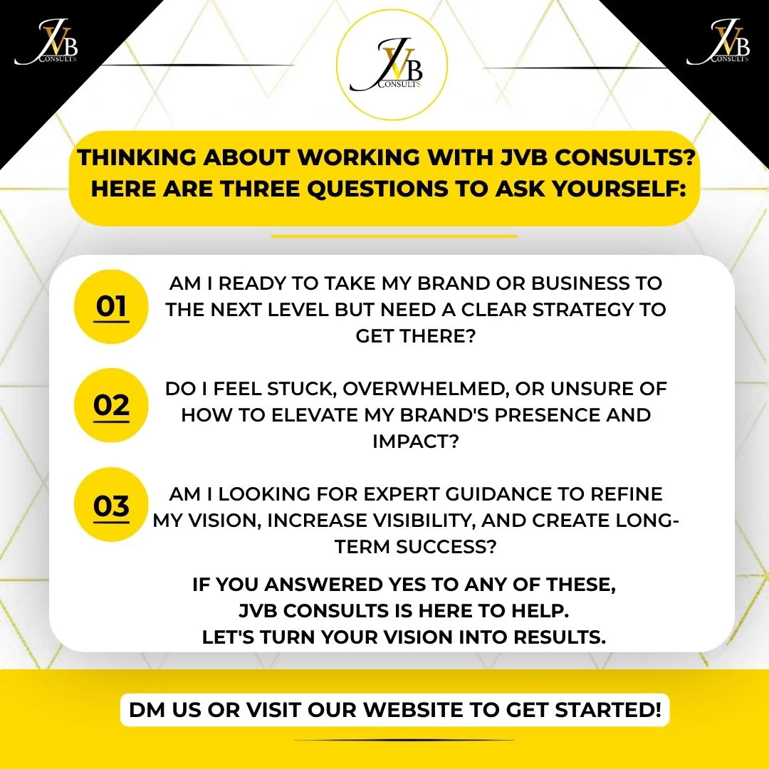 www.JVBConsults.com 

#JVBConsults #Business #StartUp #Consultation #StartNow