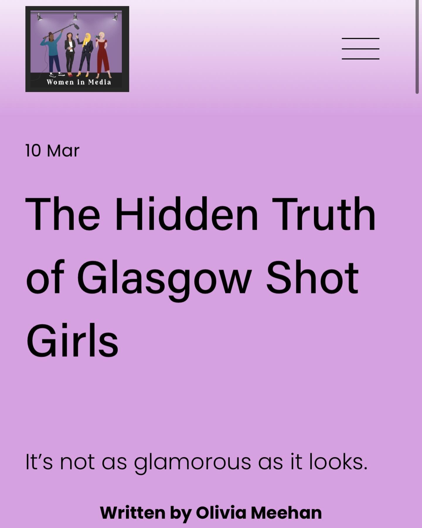 ‼️NEW ARTICLE‼️

✍🏼The Hidden Truth of Glasgow Shot Girls written by Olivia Meehan.

🔗Link to the Women in Media website in our bio

#womeninmedia #media #writing #article #newpost #glasgow #shotgirls #student