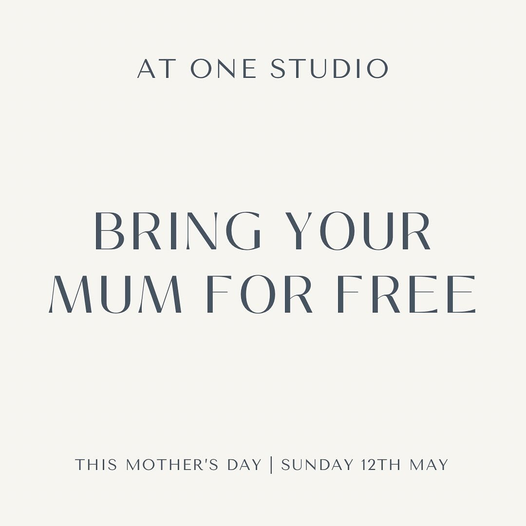 Bring your Mum for FREE this Mother&rsquo;s Day! 

Simply use the code ATONEMOTHERSDAY24 at checkout to book her spot! 

🤍🤍🤍

Offer valid for classes on the 12/04/24. Discount code can be used for one booking only.