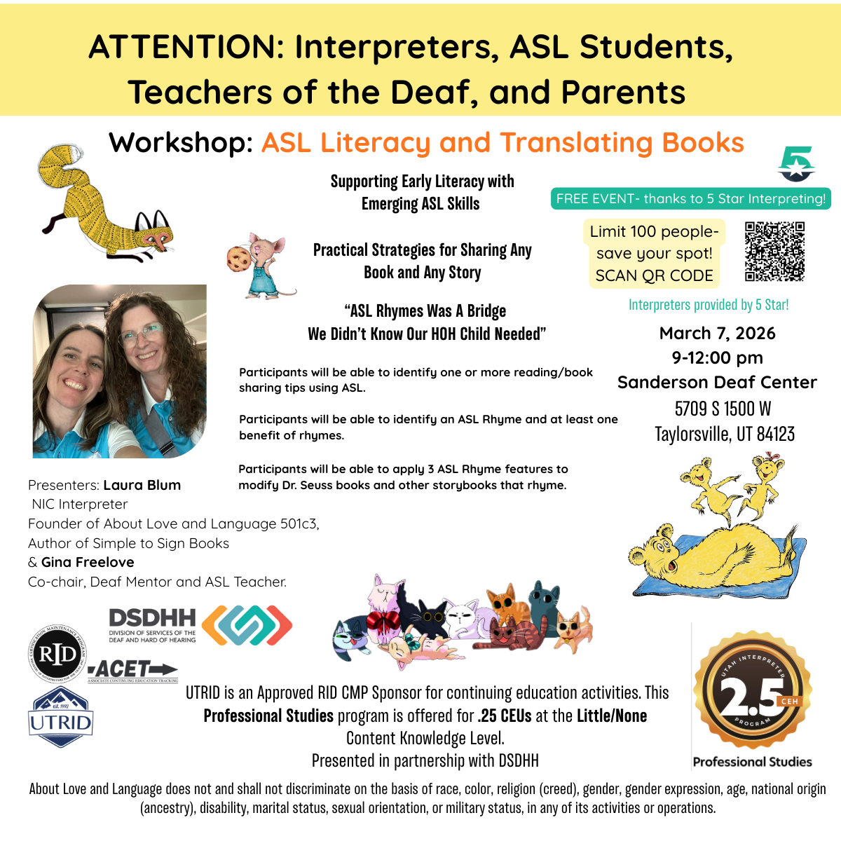 IN Person Workshop: ASL Literacy and Translating Books March 7th, 2026
