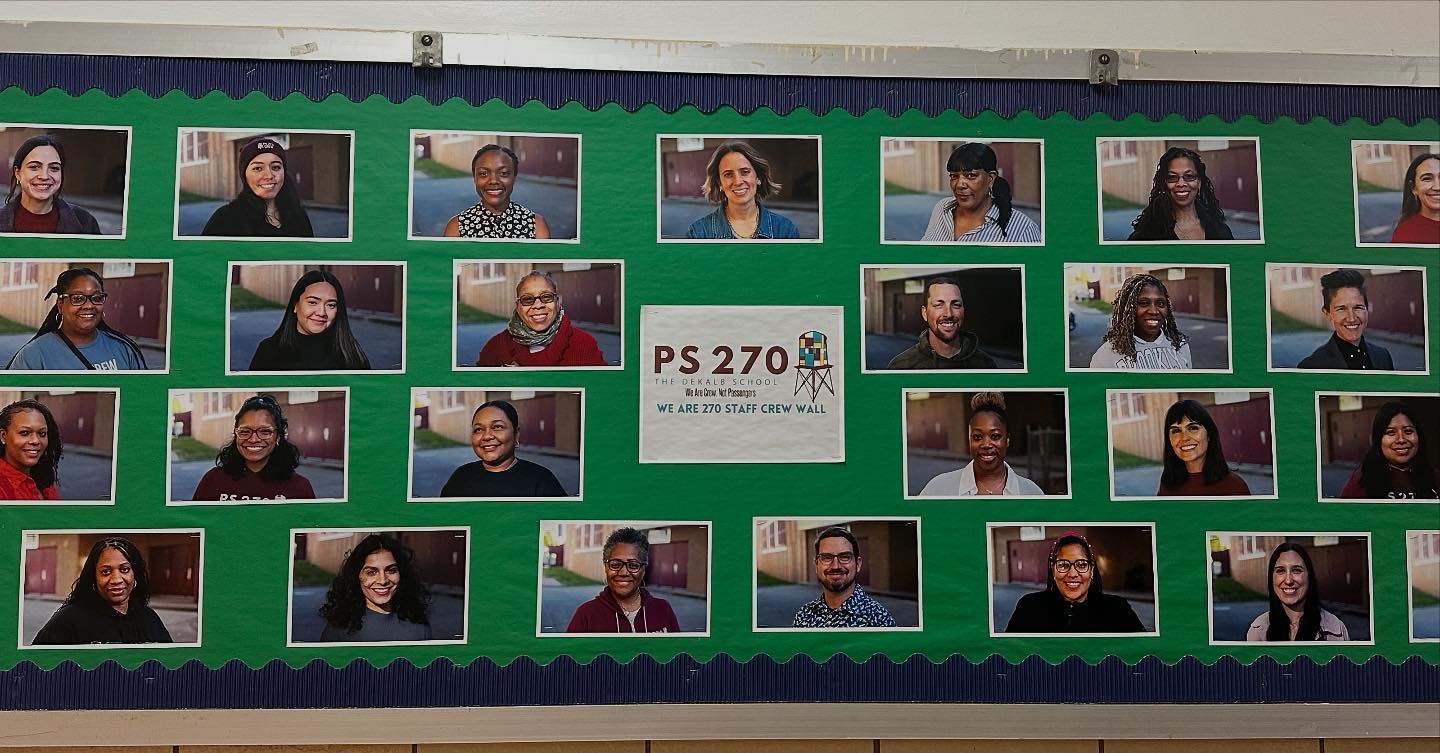 Our 270 Staff Crew wall is updated with some beautiful photos of our hardworking, collaborative staff crew. Thanks to 270 parent @fractenberg_events for donating his time and skill to help our educators be visible in the hallways for their students!