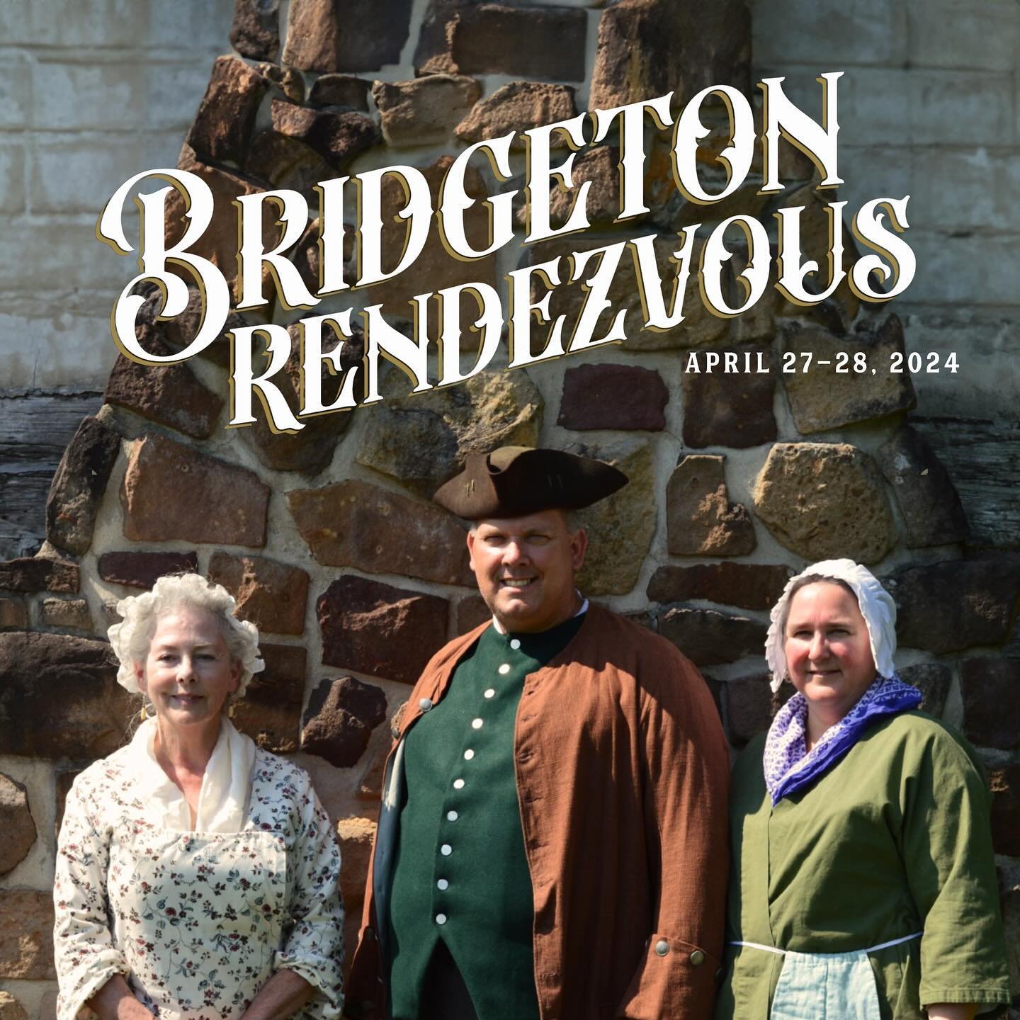 Step back in history THIS weekend at the Bridgeton Rendezvous and experience authentic 1750s-1840s in a beautiful setting. 🌿

Living history reenactment, trading posts, black powder shoots, tomahawk/knife throwing, a skillet throw, and be sure to ch