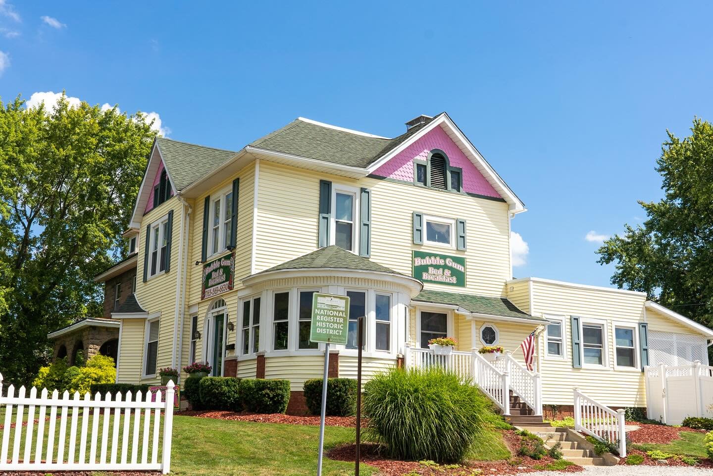 Come stay in Parke County, Indiana! ✨

Featured here is Bubble Gum Bed and Breakfast, historically built in 1909, and just a short walk away from downtown Rockville Square. The historic home sits atop a small incline on a corner lot that marks the be