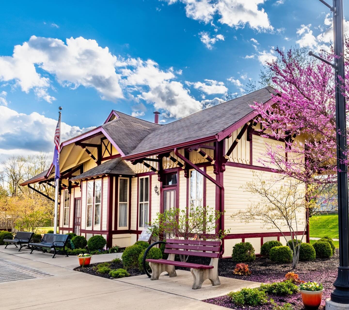 Happy #NationalTrainDay from The Parke County Visitor&rsquo;s Information Center, the former Train Depot! ✨

This depot was built in 1883 as a station for the Vandalia railroad. It had two ticket windows and separate waiting rooms for men and women. 