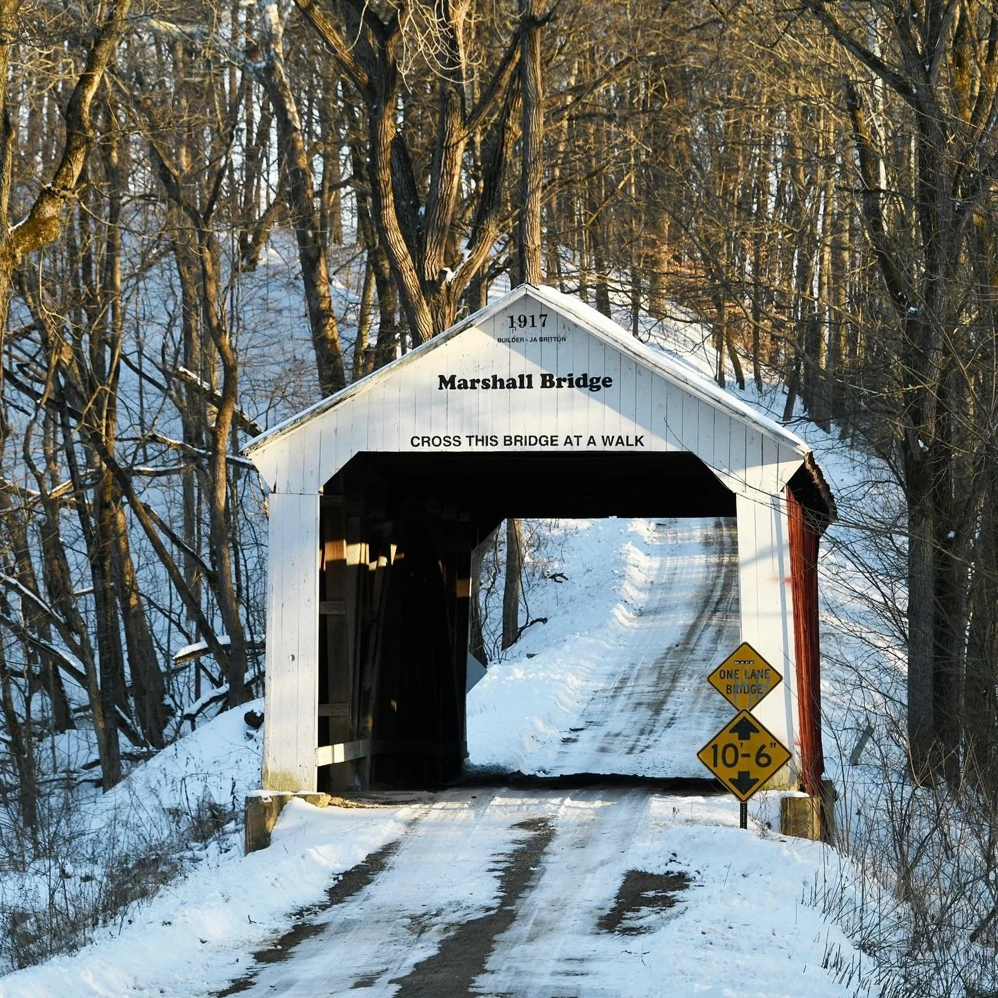 Marshall Covered Bridge through the seasons📍

Built in 1917 by Joseph A. Britton, this was one of Britton&rsquo;s last bridges built. He was 80 years old at the time of the build!

You can find this bridge on the YELLOW route of the Covered Bridge M