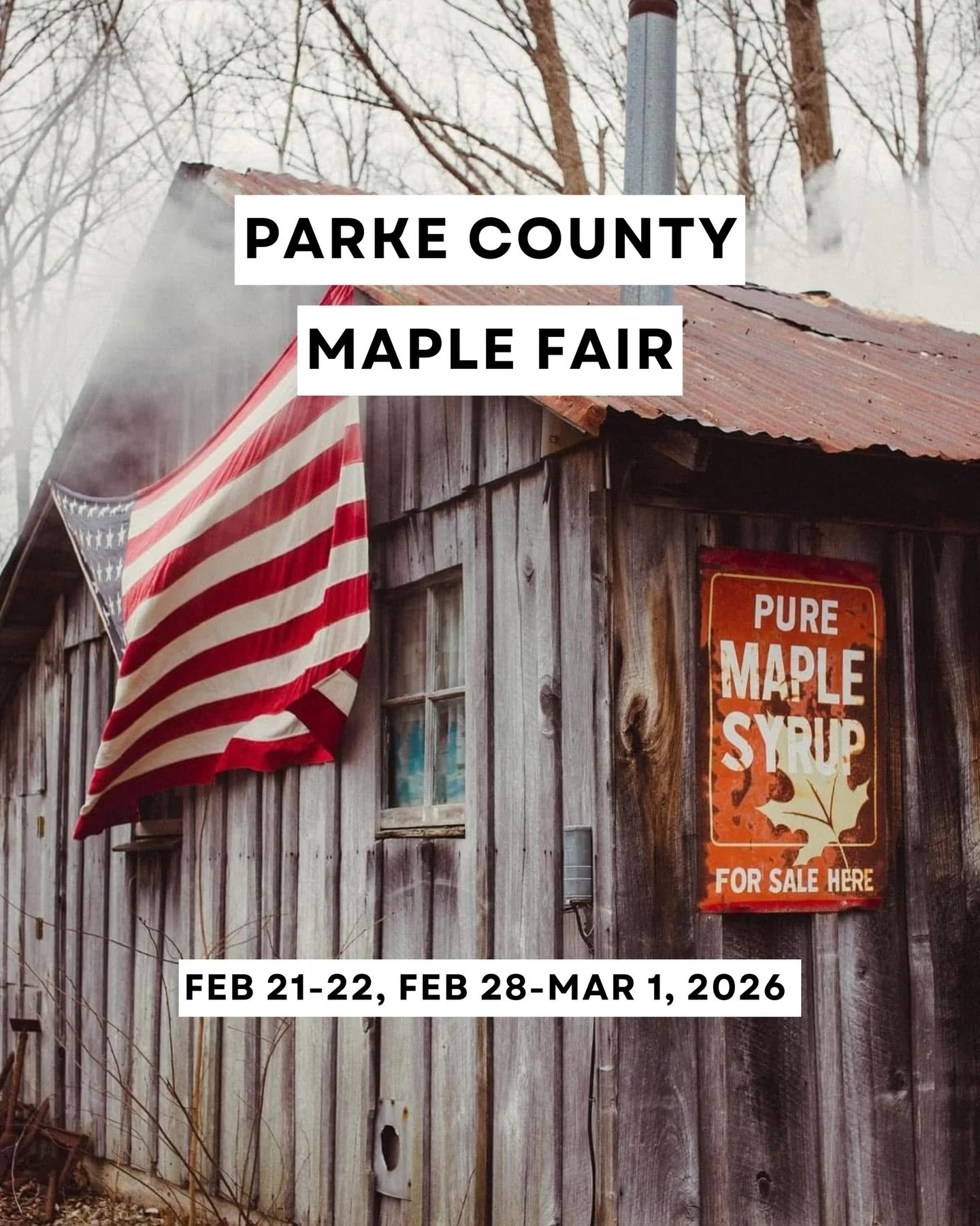 Don&rsquo;t miss the LAST WEEKEND for The Parke County Maple Fair! 🍁🥞 Come out for tasty pancakes, local maple syrup, shopping and more! Feb 21-22, Feb 28-Mar 1, 2026 at Parke County 4-H Fairgrounds.