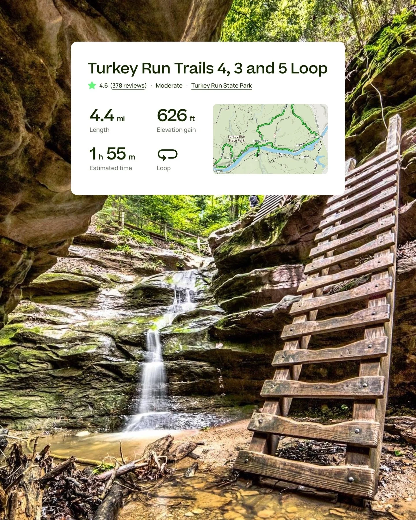 Come experience TOP RATED trails in Parke County, Indiana 🌿 Hike Turkey Run State Park, Shades State Park and Raccoon Lake SRA. 

Learn more at www.coveredbridges.com