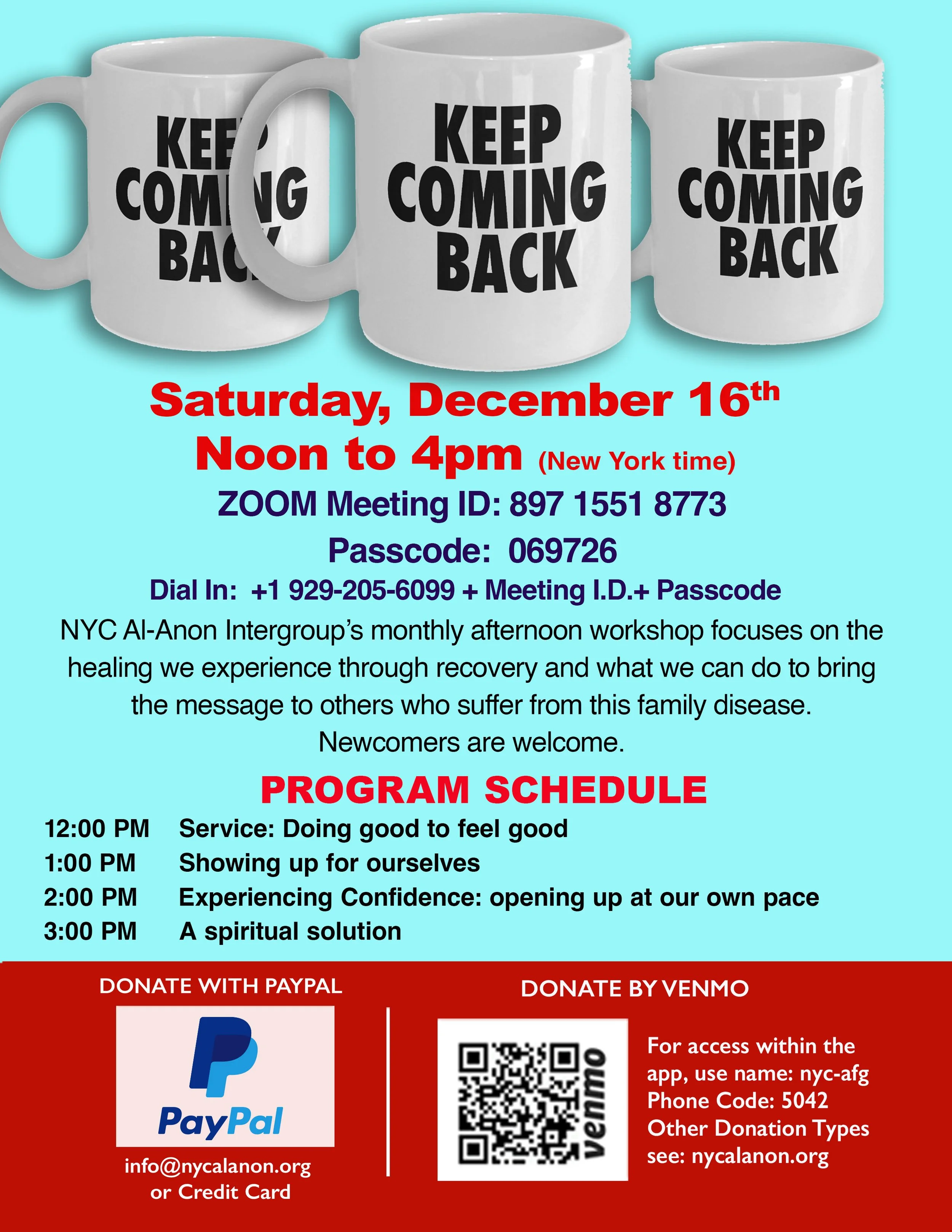 NYC Intergroup calendar of AlAnon related events. — NYC AlAnon