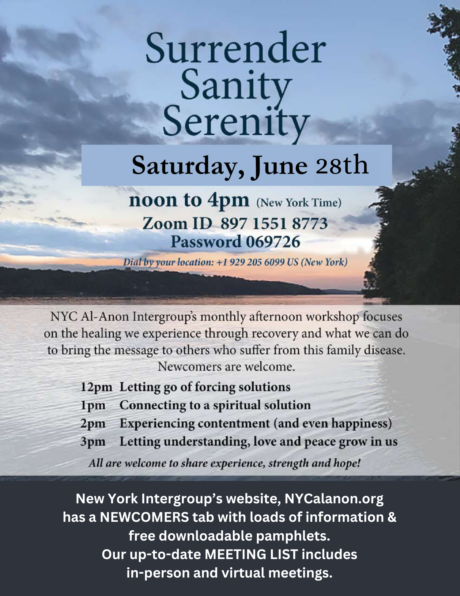 Share-A-Day Workshop: Surrender, Sanity, Serenity