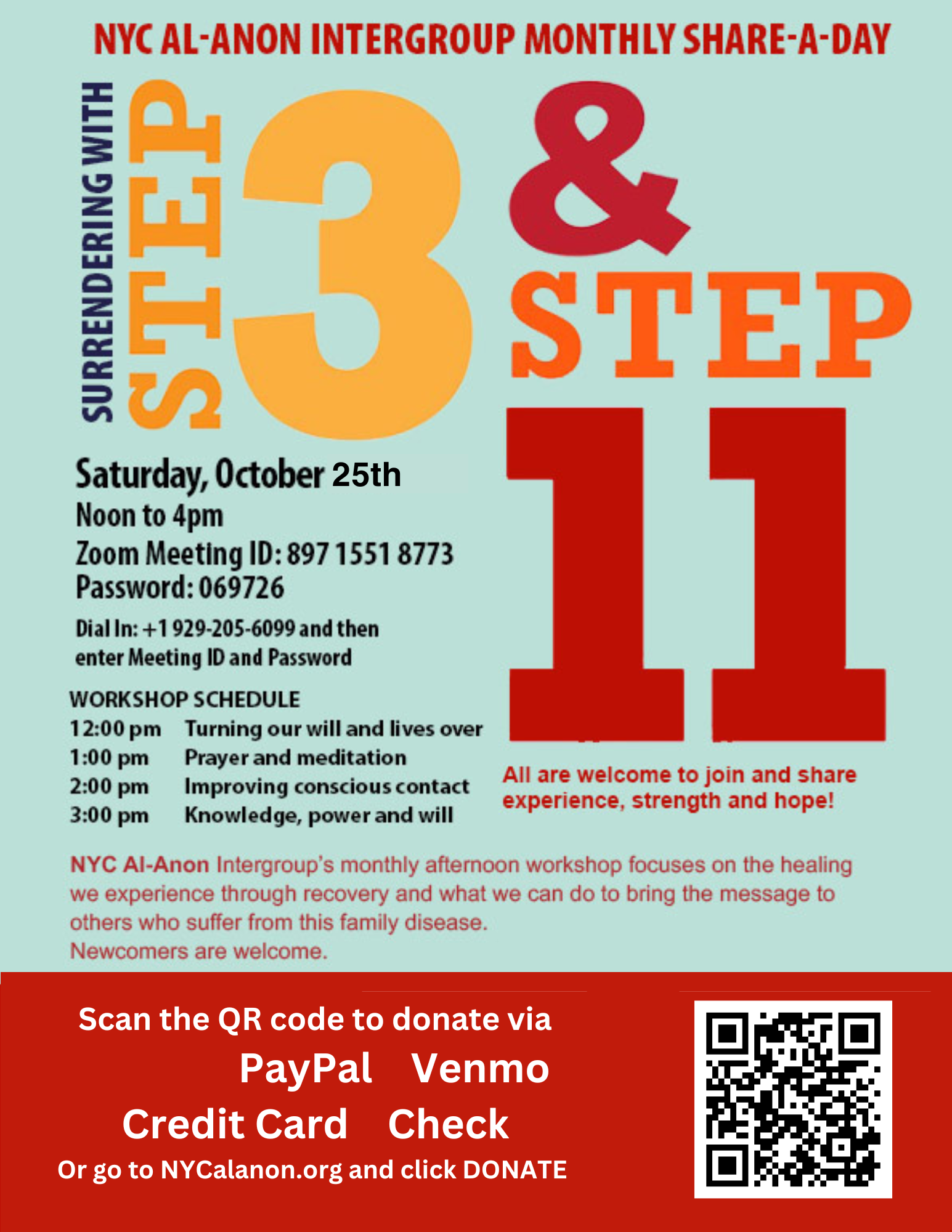 Share-A-Day Workshop: Surrendering with Steps 3 & 11 (Zoom)