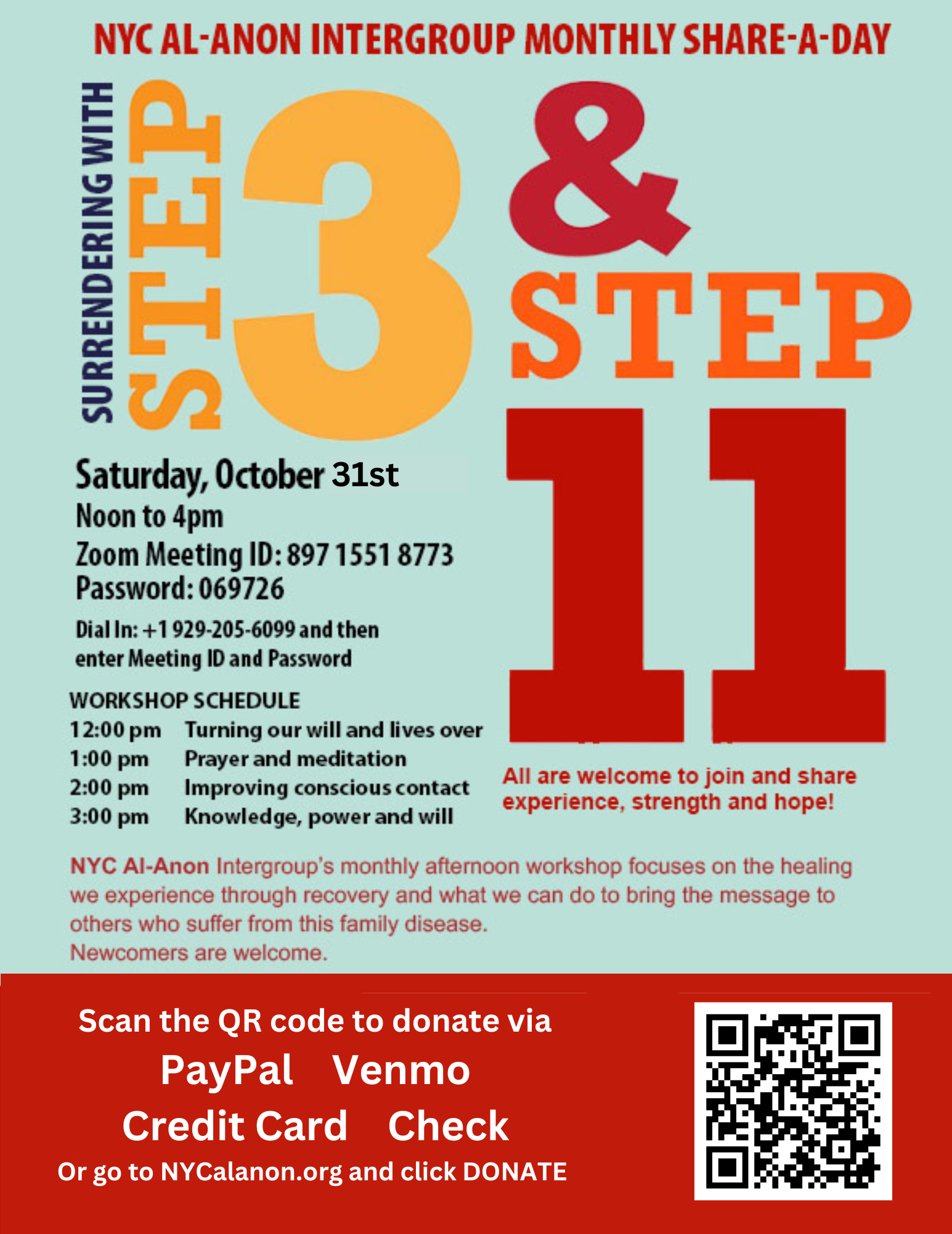 Share-a-Day Workshop: Surrendering with Step 3 &amp; Step 11 (Zoom)