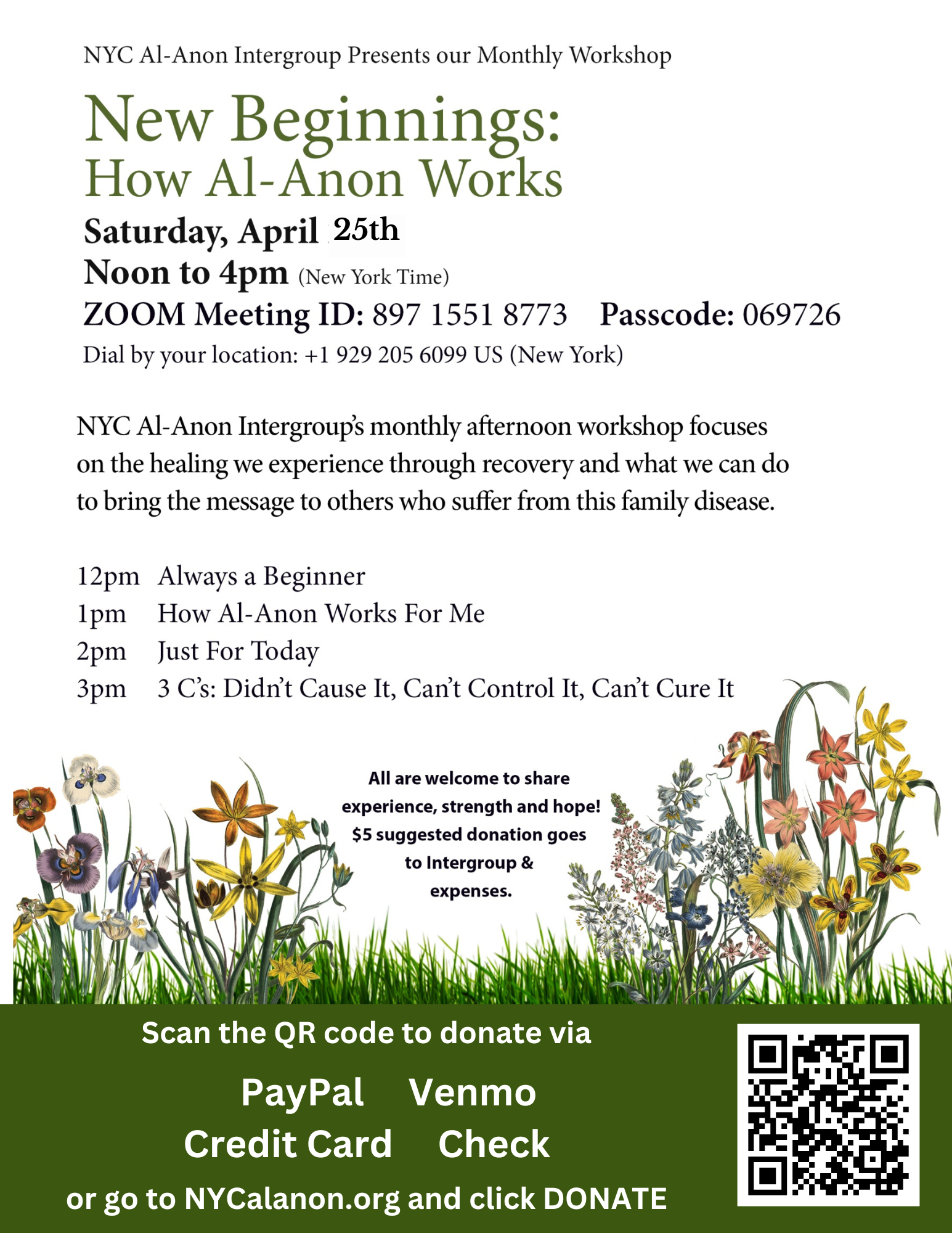 Share-a-Day Workshop - New Beginnings: How Al-Anon Works (Zoom)