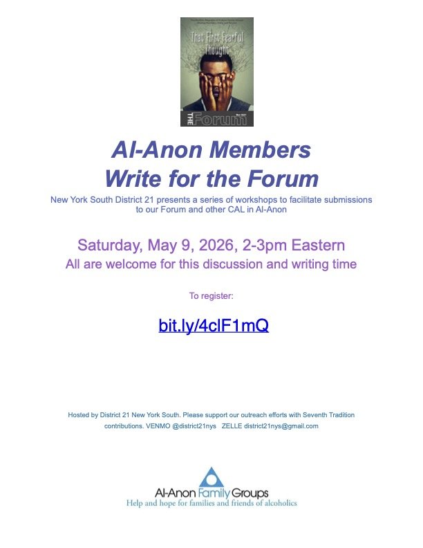 Al-Anon Members Write for the Forum (Zoom)