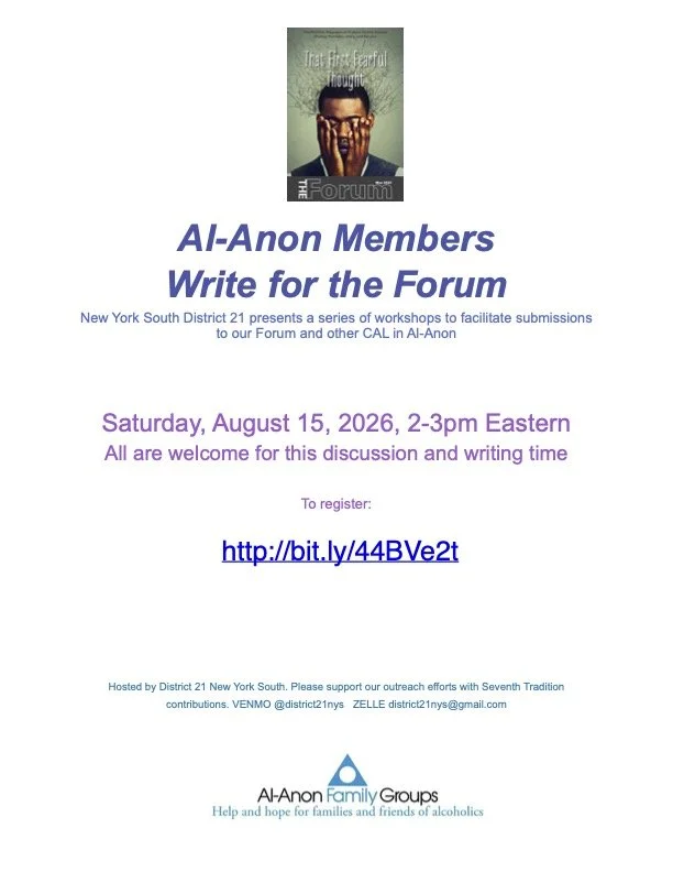 Al-Anon Members Write for the Forum (Zoom)