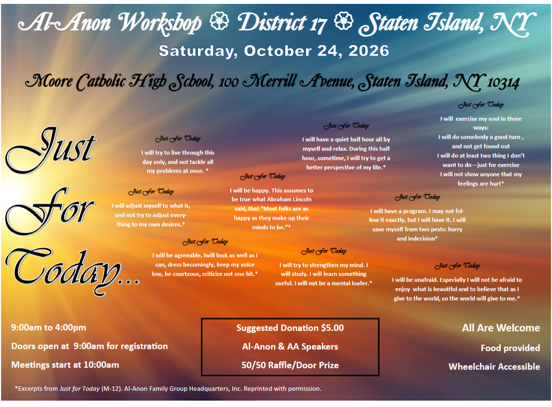 District 17  Staten Island Al-Anon Workshop