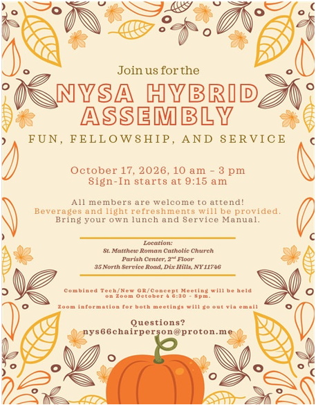 New York South Area Hybrid Assembly (In-person &amp; Zoom)