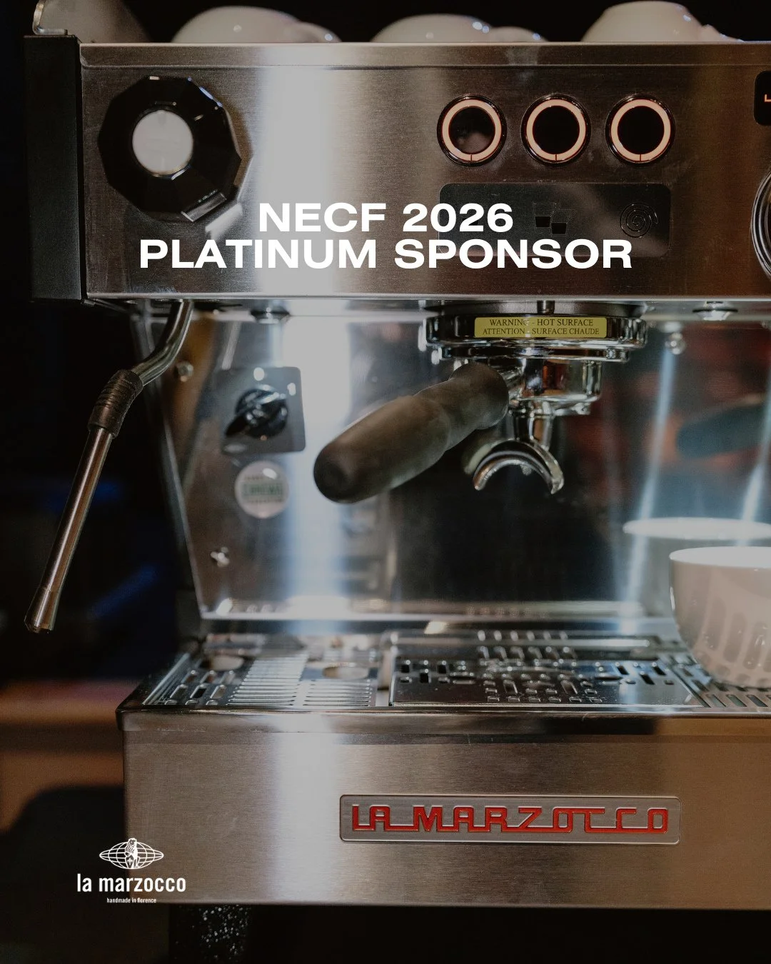 We're welcoming back another one of our Platinum Sponsors @lamarzocco, Official Espresso Machine of NECF! You are in for a treat as you get to experience these high quality machines during your hands on Espresso Workshops, the Latte Art Throwdown, an